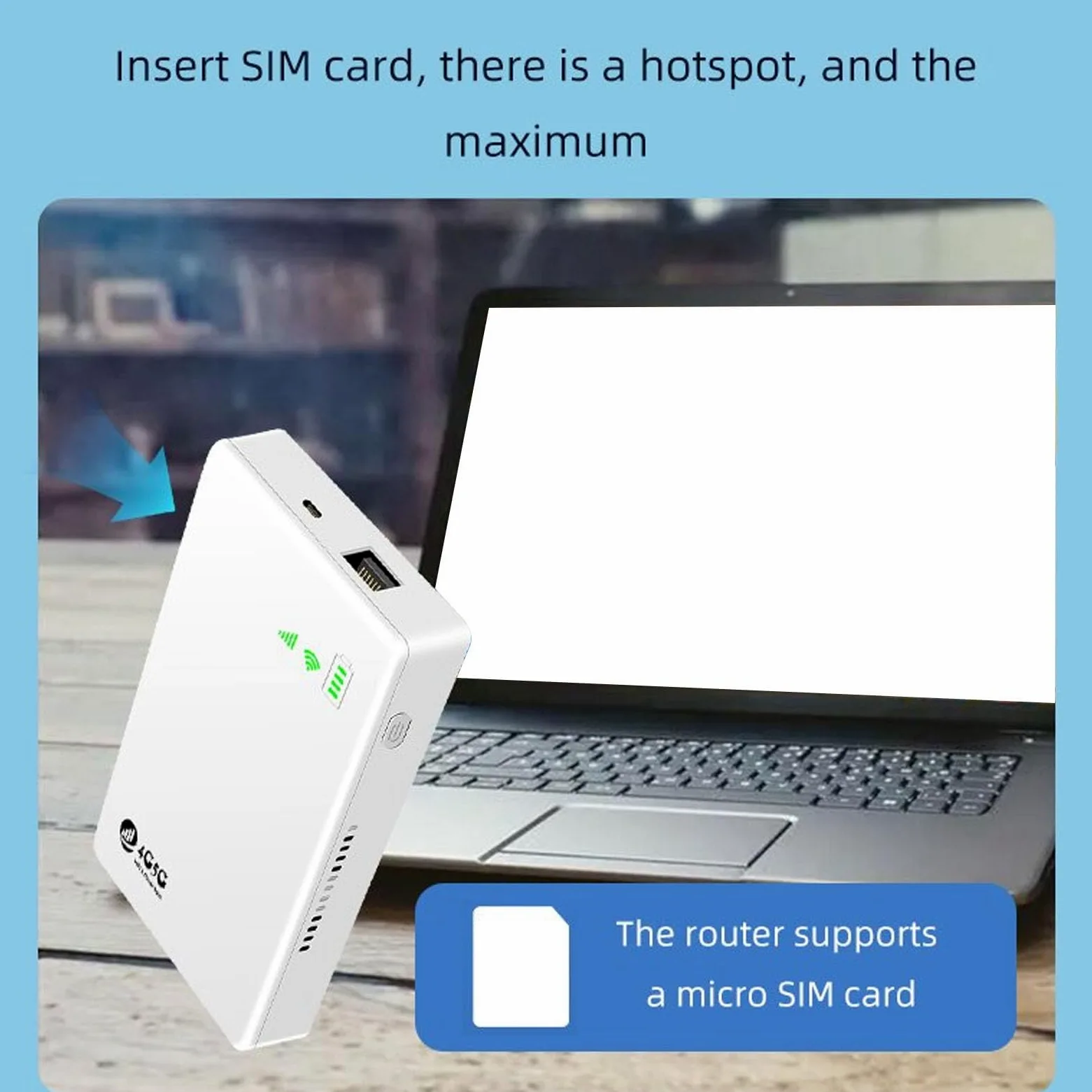 Routeur 4G LTE et WiFi Portable - Vitesse jusqu'à 1200 Mbps, Point d'Accès Mobile avec Emplacement SIM, Idéal pour Voyage et Déplacements Professionnels