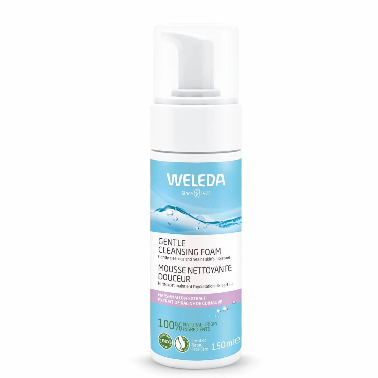 Mousse nettoyante Douceur Hamamélis WELEDA 150 ml peaux normales à mixtes vegan