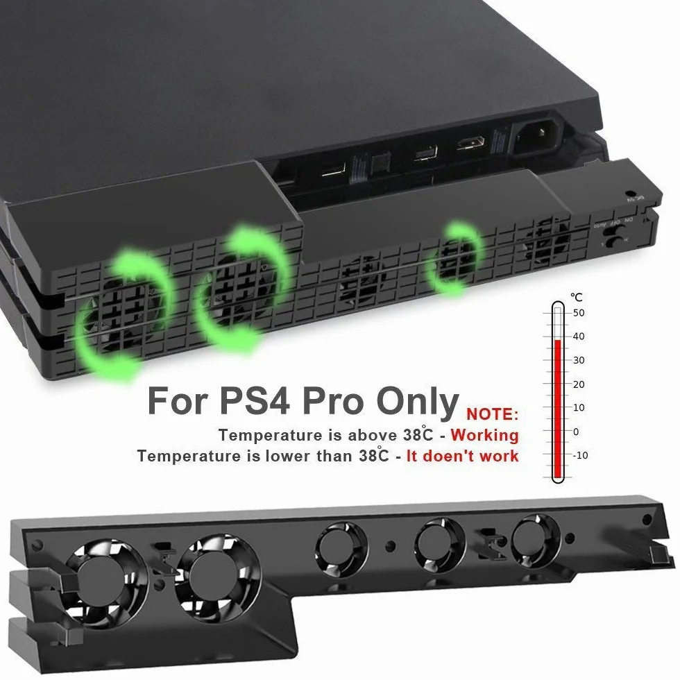 DollaTek Ventilateur USB Refroidissement 5 Températures pour PS4 Pro Noir