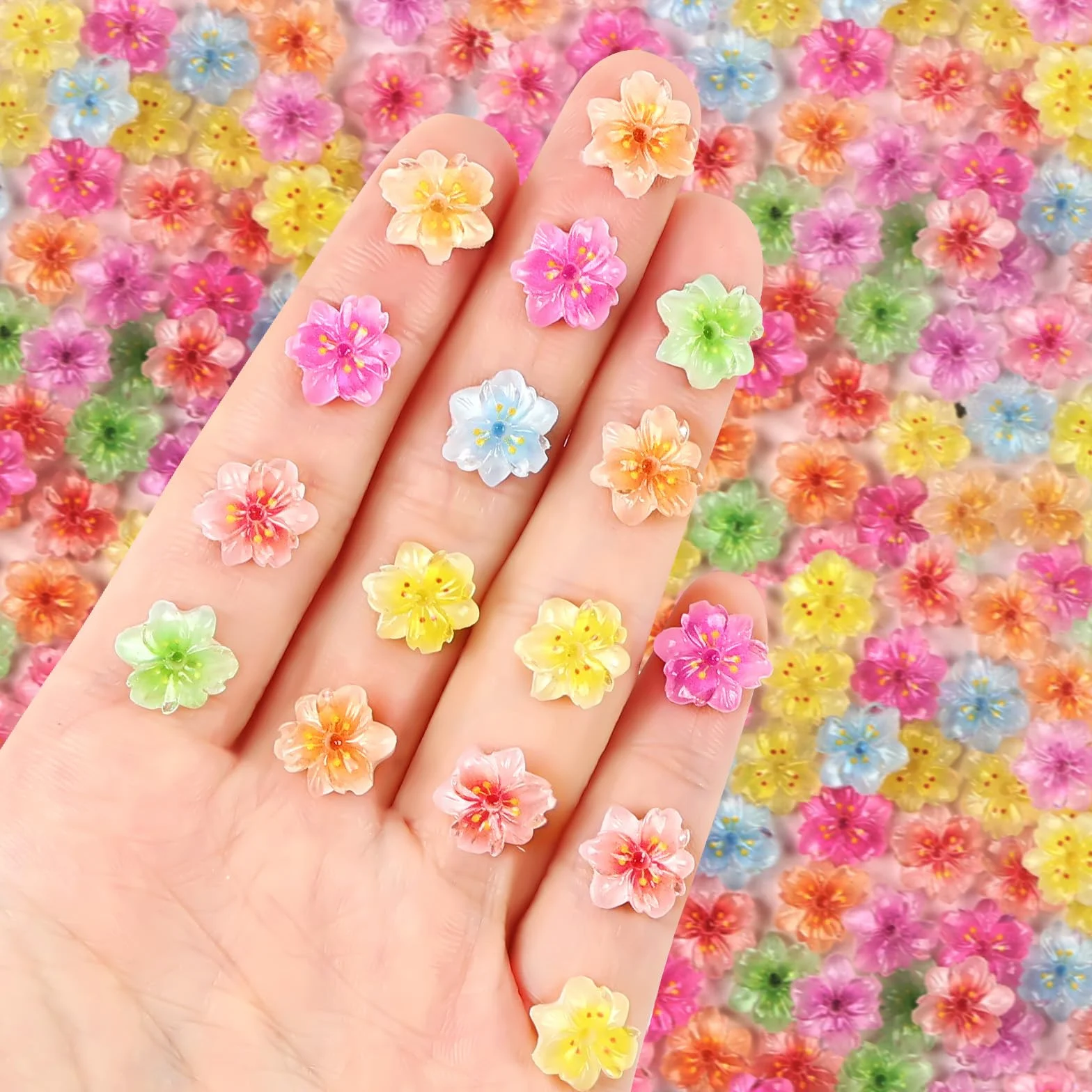 Vicloon 50 Pièces Charme Floral Nail Art Strass pour Ongles