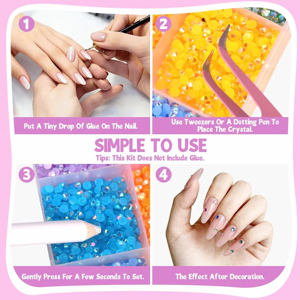 Lot de 12000 Pierres Strass pour Ongles 3mm Nail Art avec Stylo à Cire et Pincette