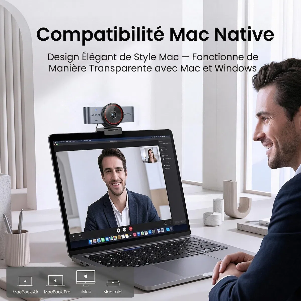 eMeet C960 Ultra Webcam 4K pour PC/Mac, Capteur 1/1.5", Autofocus 0,2s, Corps en Métal, Mode Tableau Blanc, Cache de Confidentialité, 2 Micros, Caméra USB pour Streaming, Réunion, Télétravail