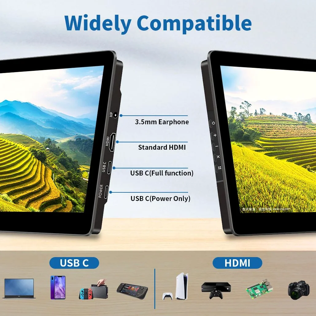 Portable écran Tactile,Moniteur Portable 8.9'' | 1920 x 1200 | 16:10 | 450 Nits | Collage Optique | HDMI/USB-C Mini écran pour Raspberry PI PC/Mac/Game consloe