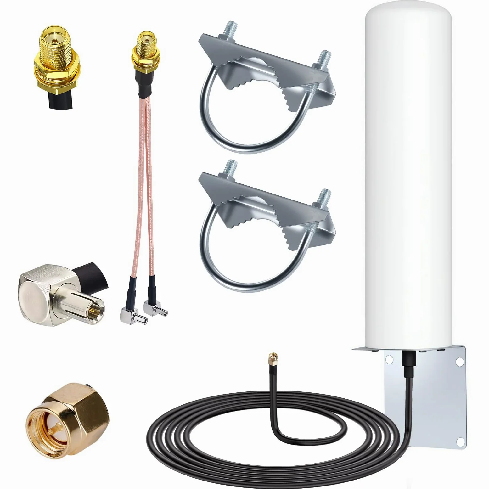High Gain 10-12dBi Antenne 4G LTE à Gain élevé Longue Portée avec Prise SMA/Adaptateur Double Connecteur TS9 Compatible avecHuaweiZTE 4G LTE Hotspot Router ModemNetgearNighthawk M1 MR1100