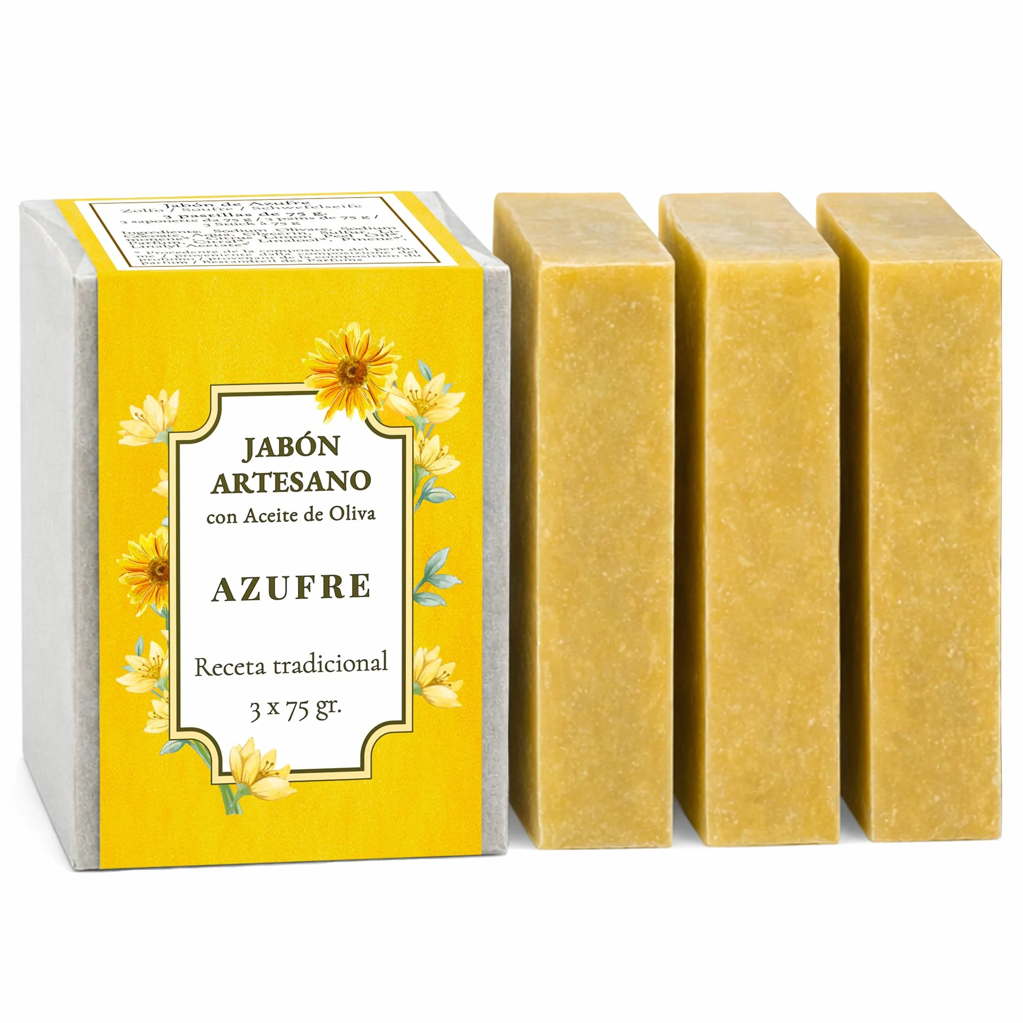 Savon au Soufre Anti Acné Visage 3 x 75g – Nettoyant Peau Grasse et Mixte