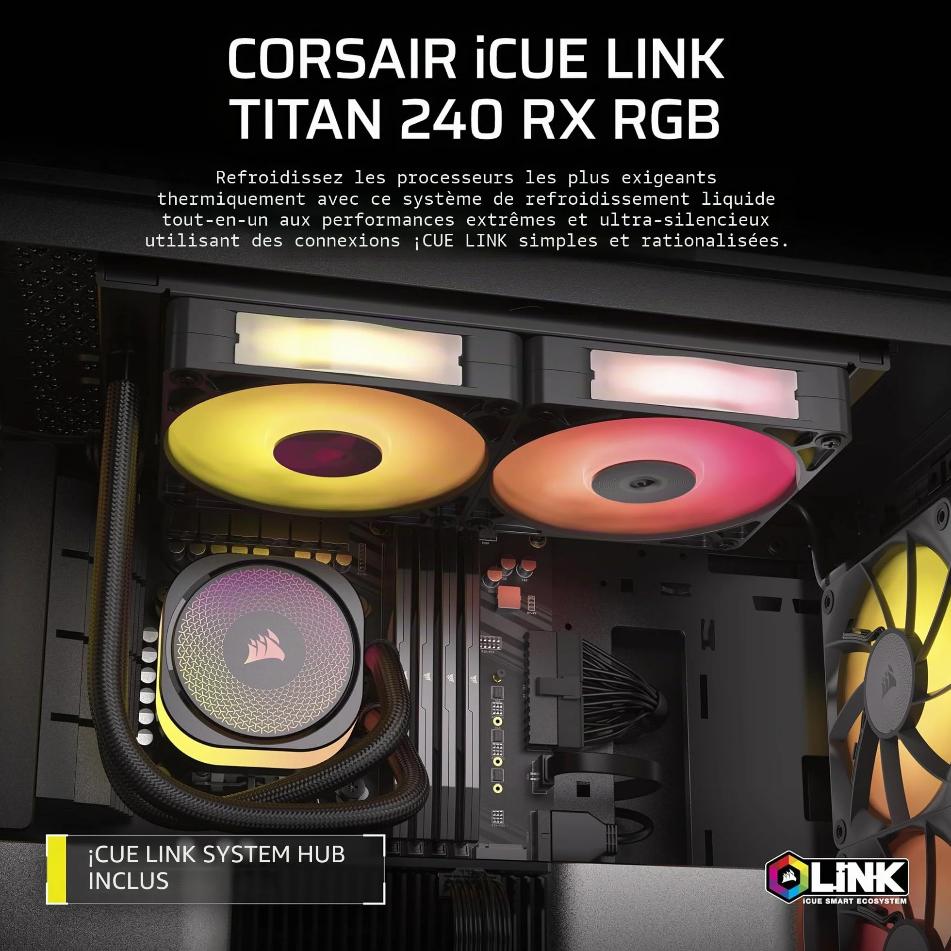CORSAIR iCUE Link Titan 240 RX RGB AIO Refroidisseur Liquide CPU 240mm Noir