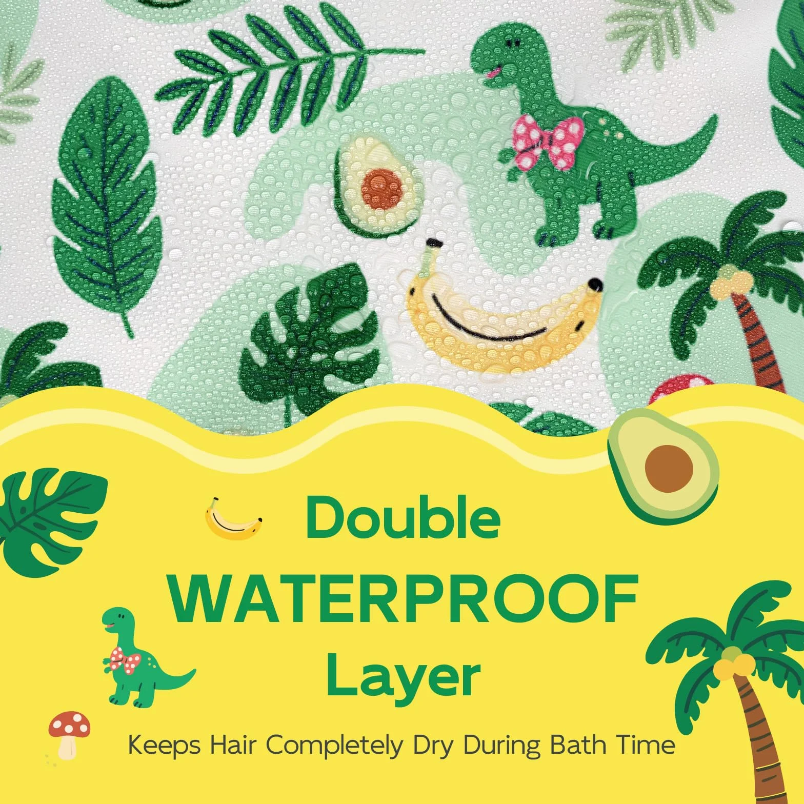 Bonnet de douche pour enfants imperméable réutilisable double couche bande élastique douce bonnet de bain lavable