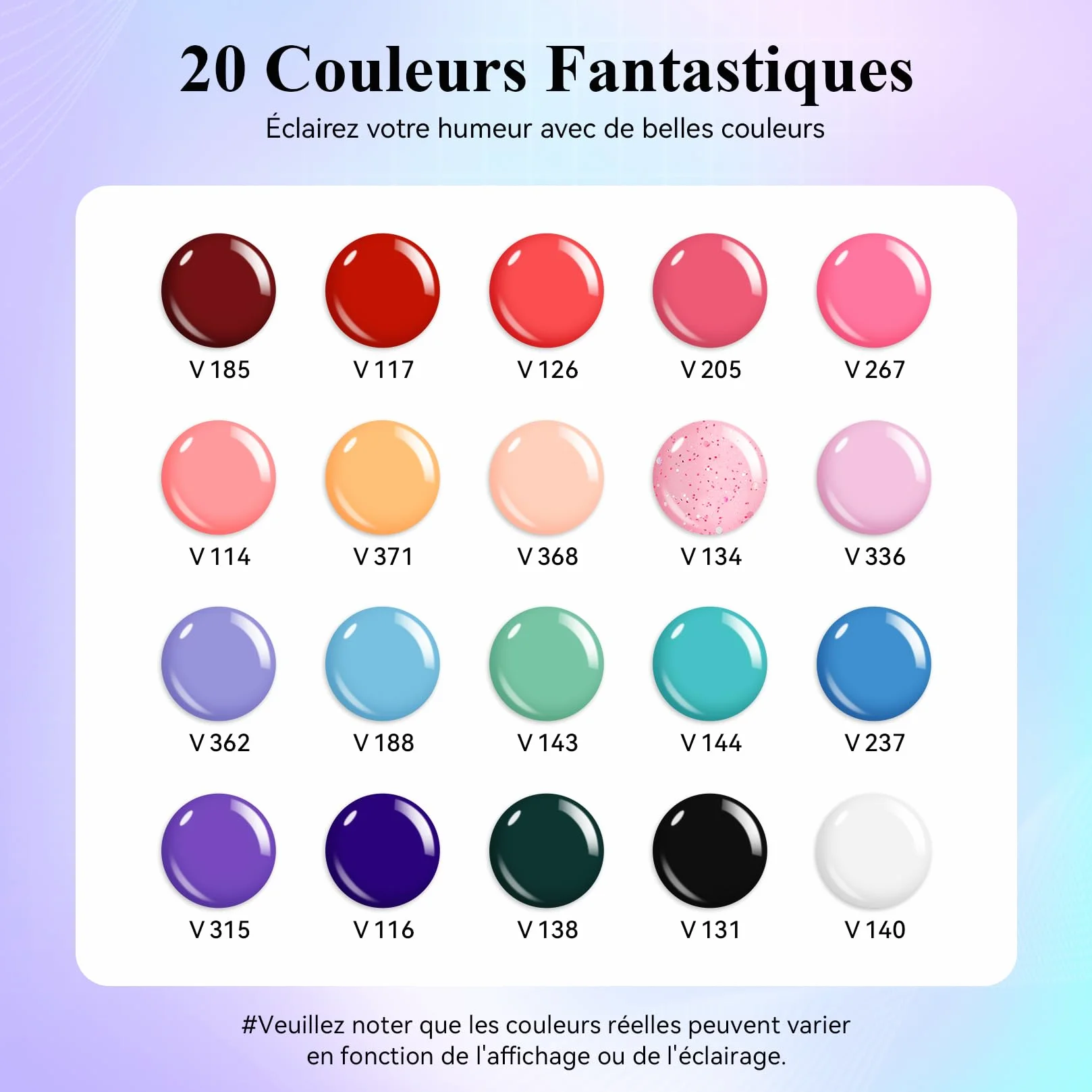 VANREESA Kit Vernis Semi Permanent 20 Couleurs avec Lampe LED 36W UV, Set Manucure Complet pour Débutants