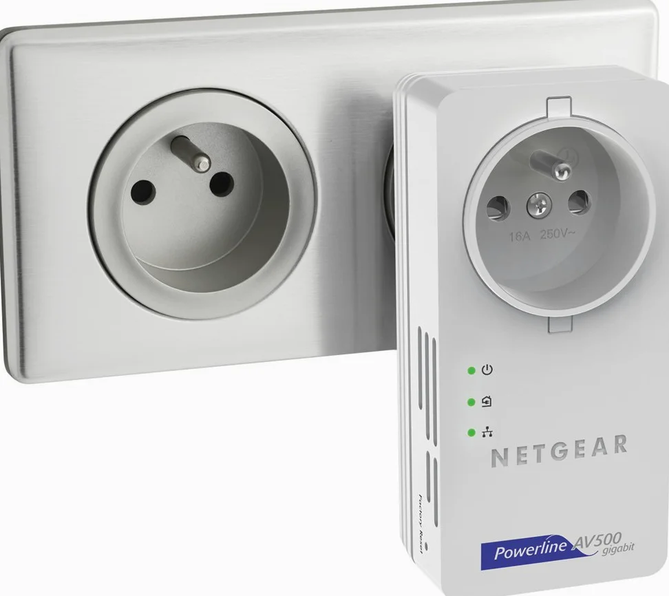 Netgear XAVB5601 Pack de 2 Adaptateurs CPL 500 Mégas Gigabit Prise Femelle, 2 Ports Gigabit.Compatible Box Internet, Périphériques et CPL Homeplug AV