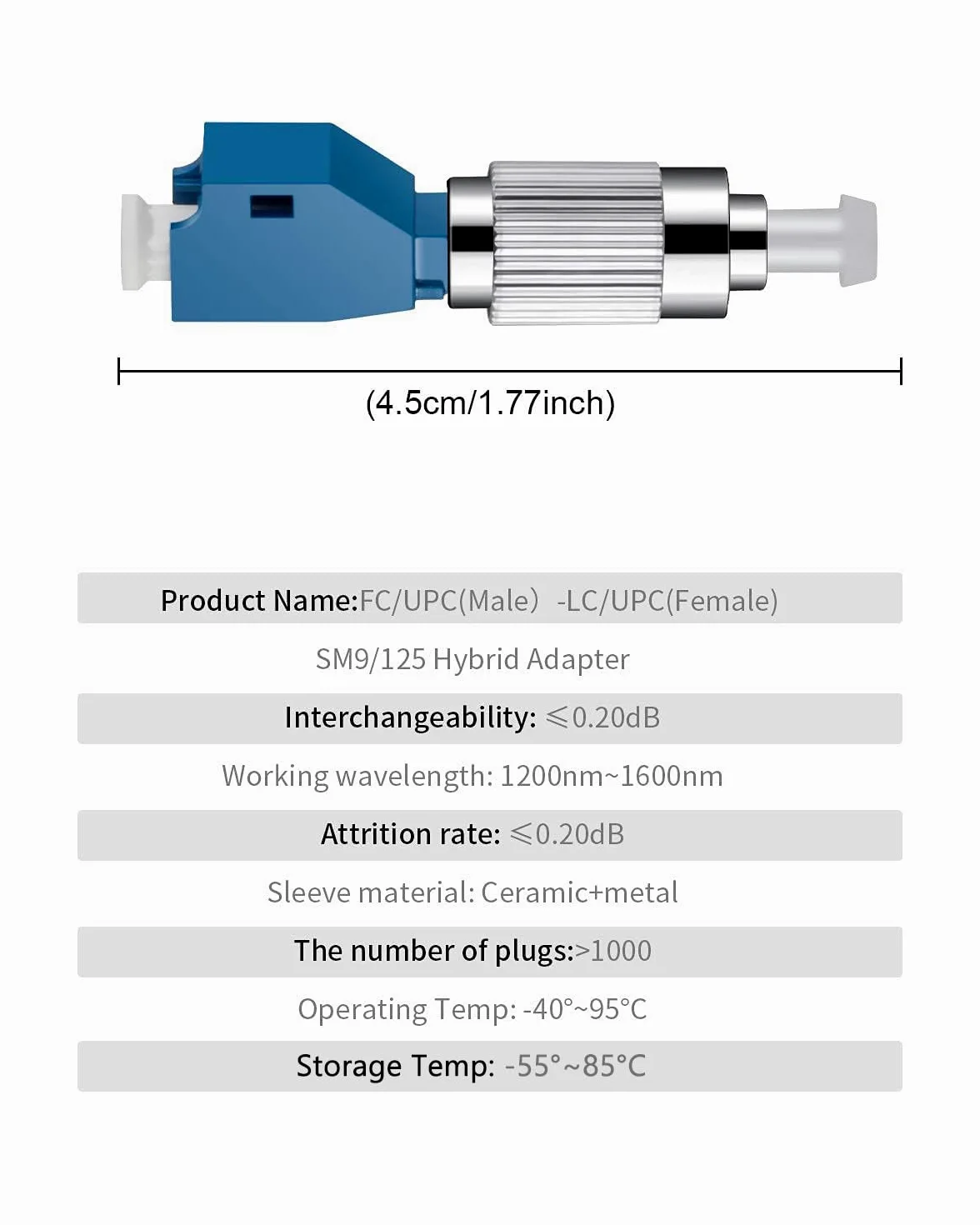10PC FC Mâle à LC Femelle Adaptateur (5 UPC & 5 APC), Connecteur Fibre Optique pour Localisateur Visuel de Défaute & Testeur de Fibre Monomode 9/125um Adaptateur Optique