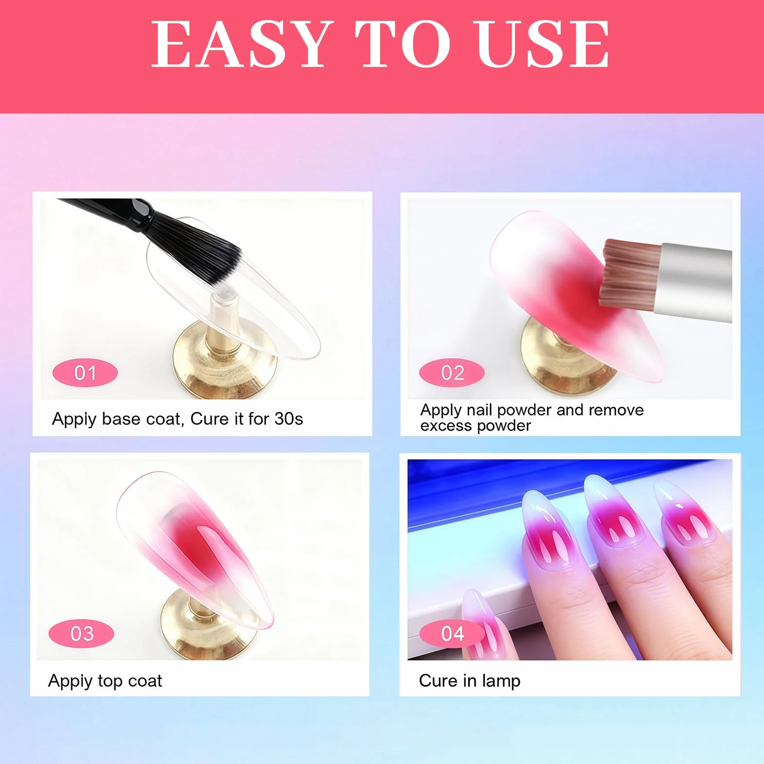 Ensemble de Poudres pour Ongles 40 Couleurs avec 3 Pinceaux Pigments Nail Art Nuances Néon et Pastel Palette