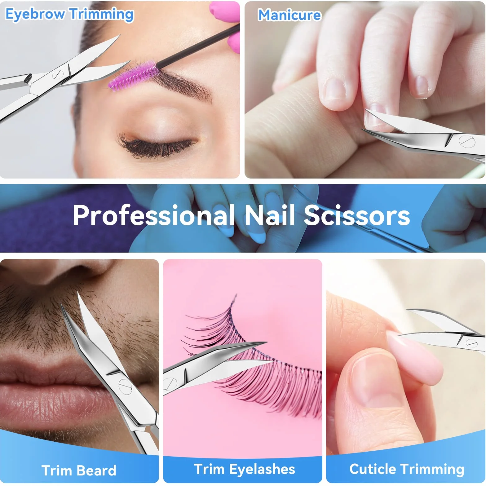 INXEN Ciseaux à Ongles Professionnel Acier Inoxydable Lame Incurvé Argent BUT02NAL11C15