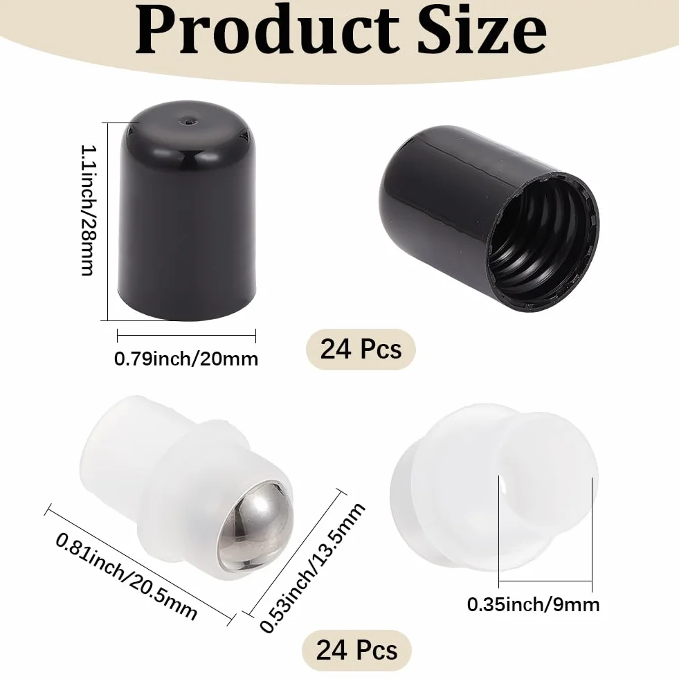 GORGECRAFT 24 kit D'Embouts à Bille pour Flacons D'Huiles Essentielles 9mm Acier Inoxydable