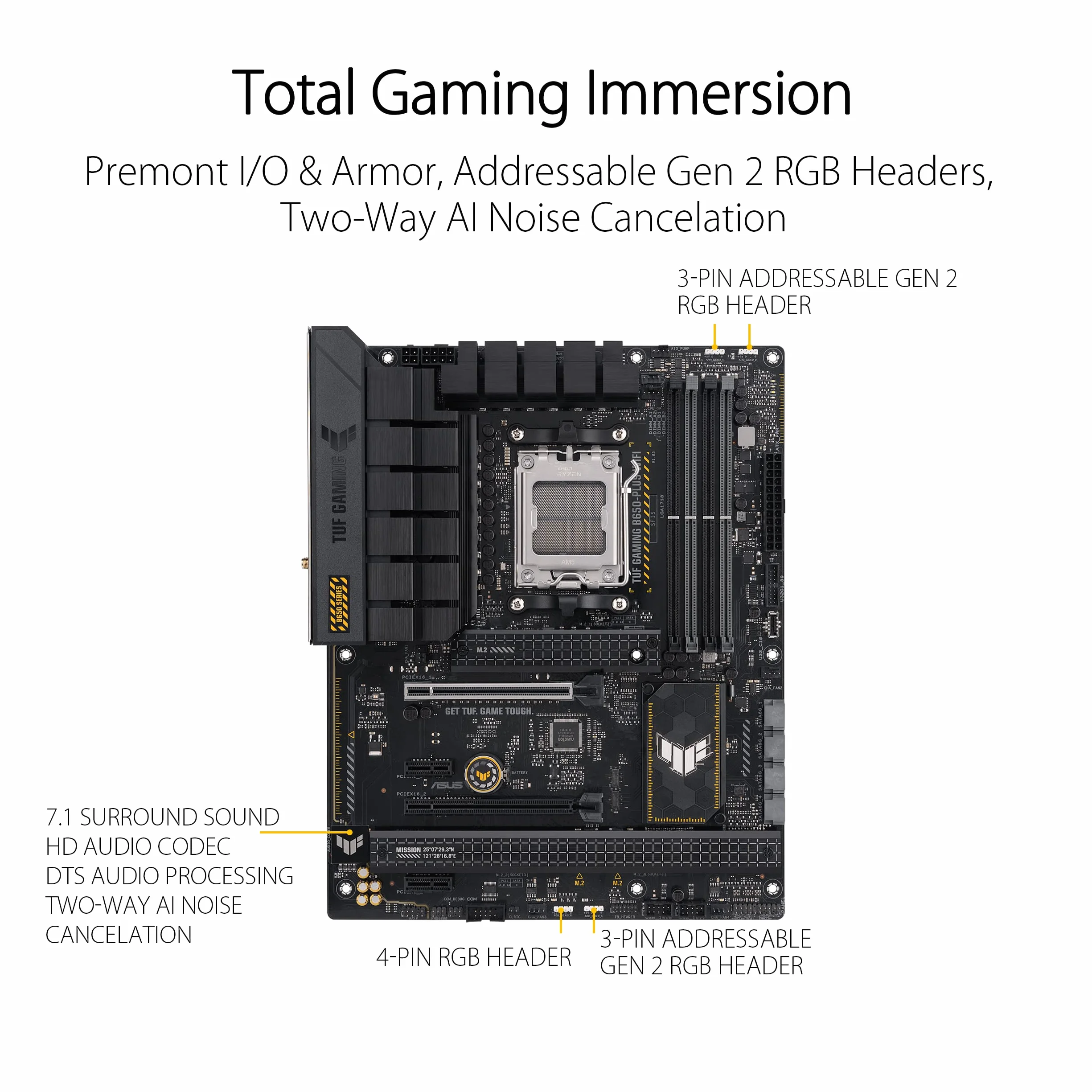 ASUS TUF Gaming B650-PLUS WiFi AMD B650 AM5 Ryzen™ Desktop 9000 8000 et 7000 ATX, 14 Niveaux d'alimentation, PCIe® 5.0 M.2, mémoire DDR5, WiFi 6 et Ethernet 2,5 Go, Prise en Charge USB 4® Aura Sync
