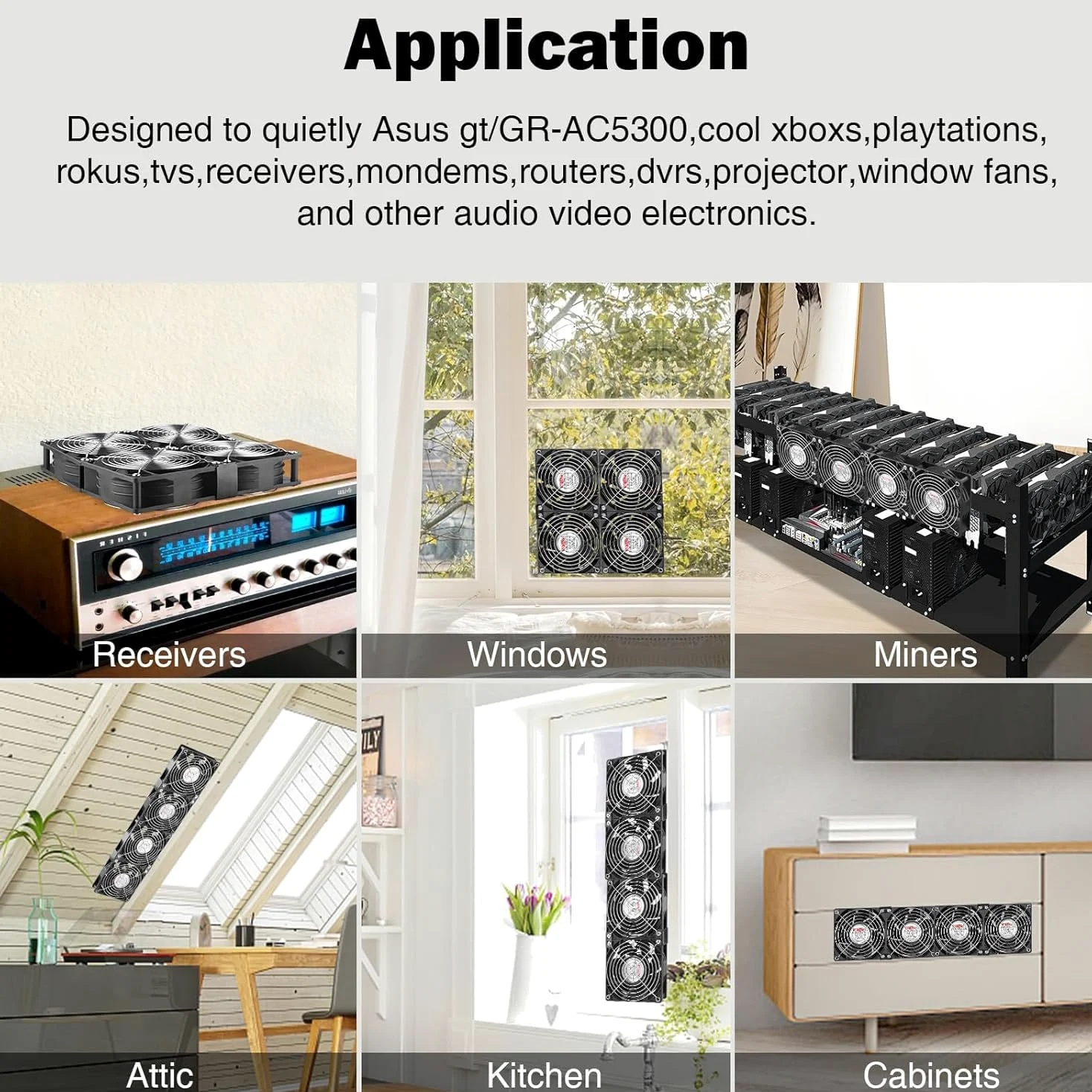 Wathai Lot de 4 ventilateurs de 120 mm pour racks de serveur GPU avec régulateur de vitesse 220-240 V et débit d'air élevé pour refroidissement DIY, armoires AV, téléviseurs, routeurs, amplificateurs