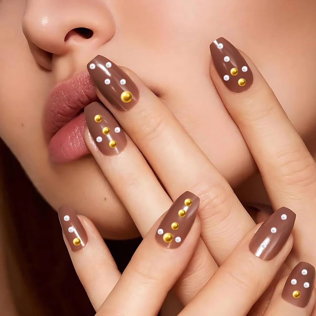 Perles plates dorées et argentées pour ongles, Strass ongle, demi-rondes blanches et beiges, Deco ongle nail art DIY
