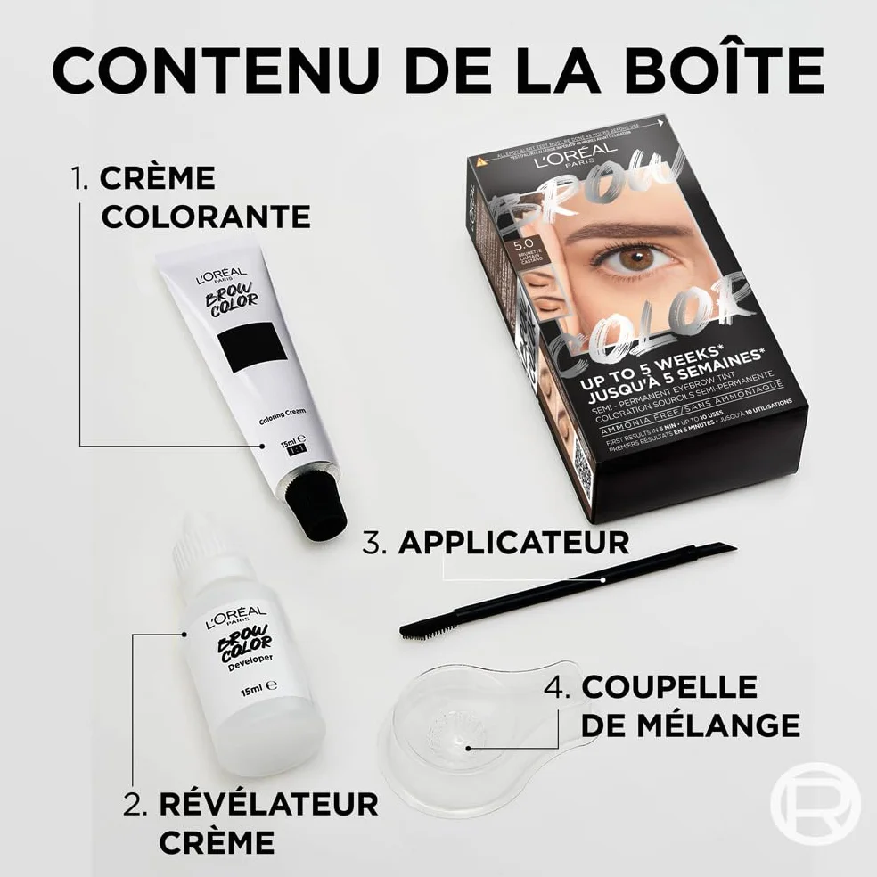 L’Oréal Paris Brow Color Teinture Sourcils Semi-Permanente 5.0 Brunette Tenue 5 Semaines
