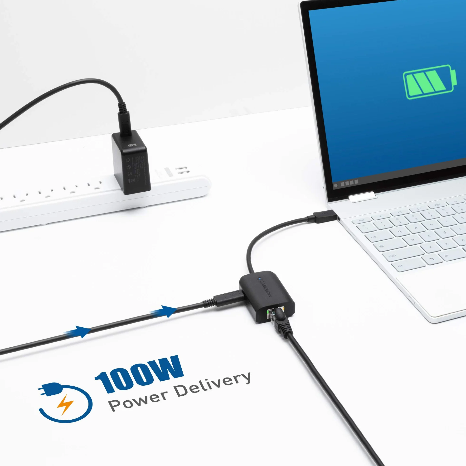 Cable Matters Adaptateur USB C Ethernet Gigabit avec Chargeur 100W - Vitesse Ethernet Filaire jusqu'à 480Mbps pour Chromecast avec Google TV (Version 2020), Ordinateurs Portables et Autres