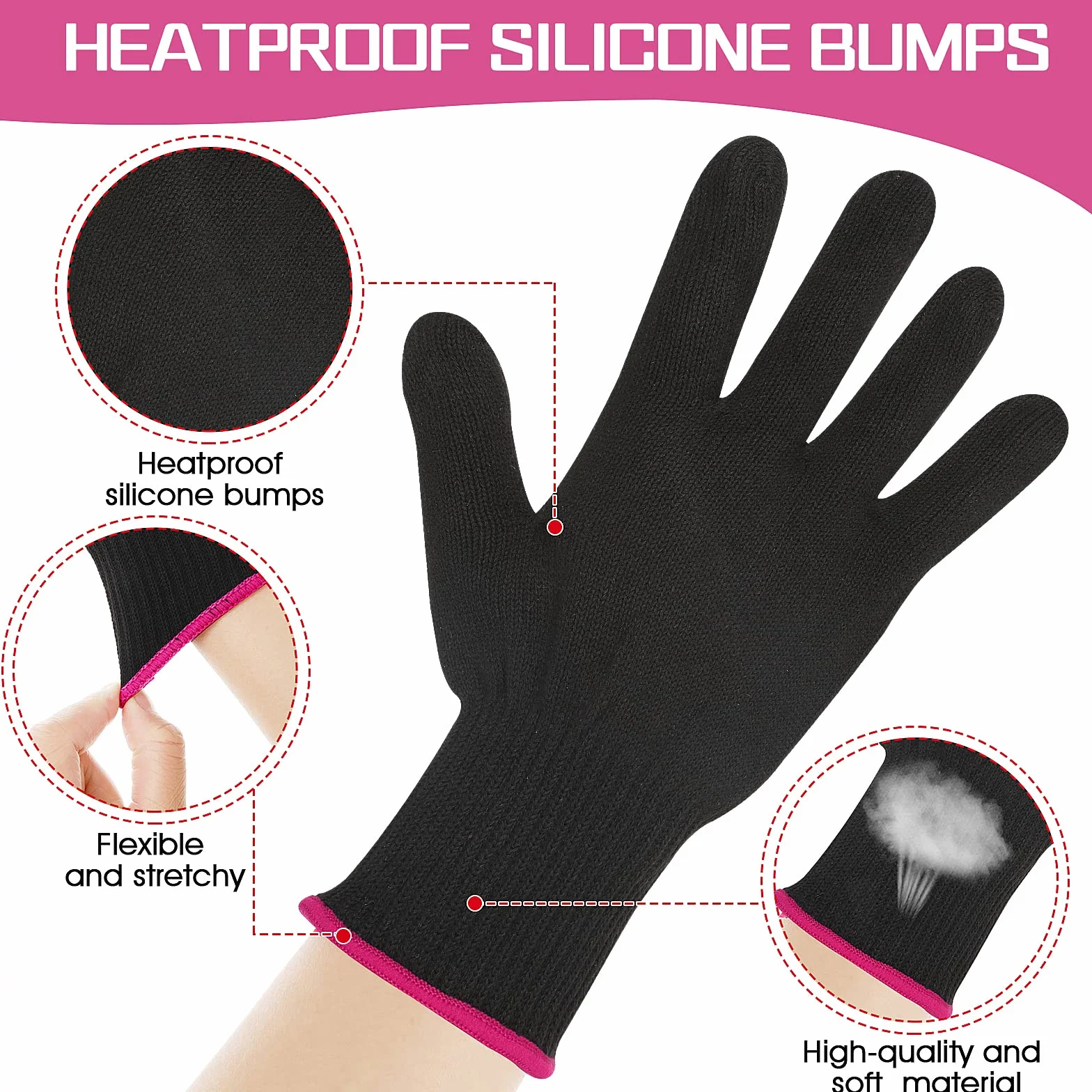 Gants de coiffage professionnels résistants à la chaleur pour fer à friser, lot de 2