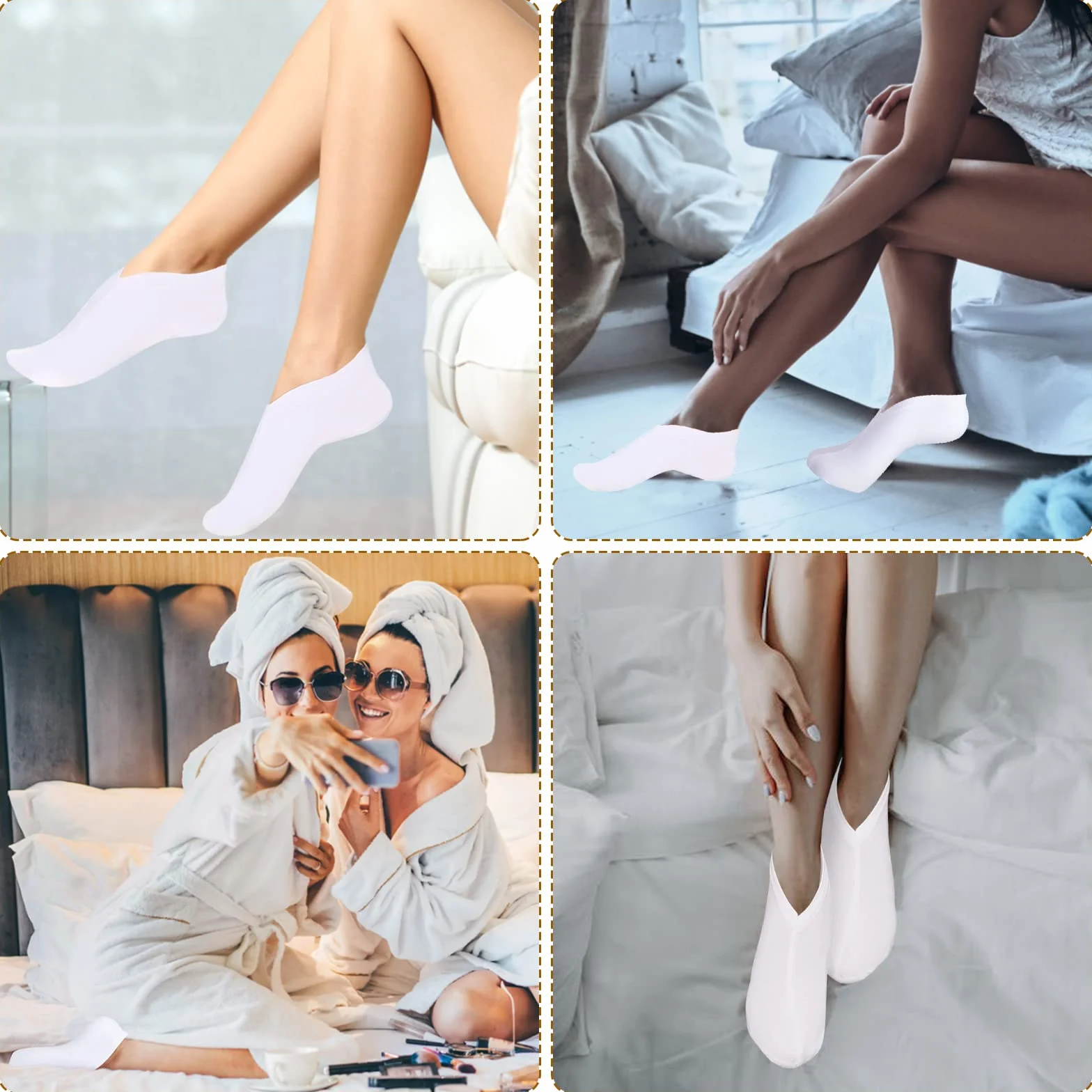 Scettar Lot de 7 paires Chaussettes Hydratantes Antidérapantes Gel Spa Pieds - Chaussettes Coton Femmes Hommes - Soin Callosités Pieds Secs