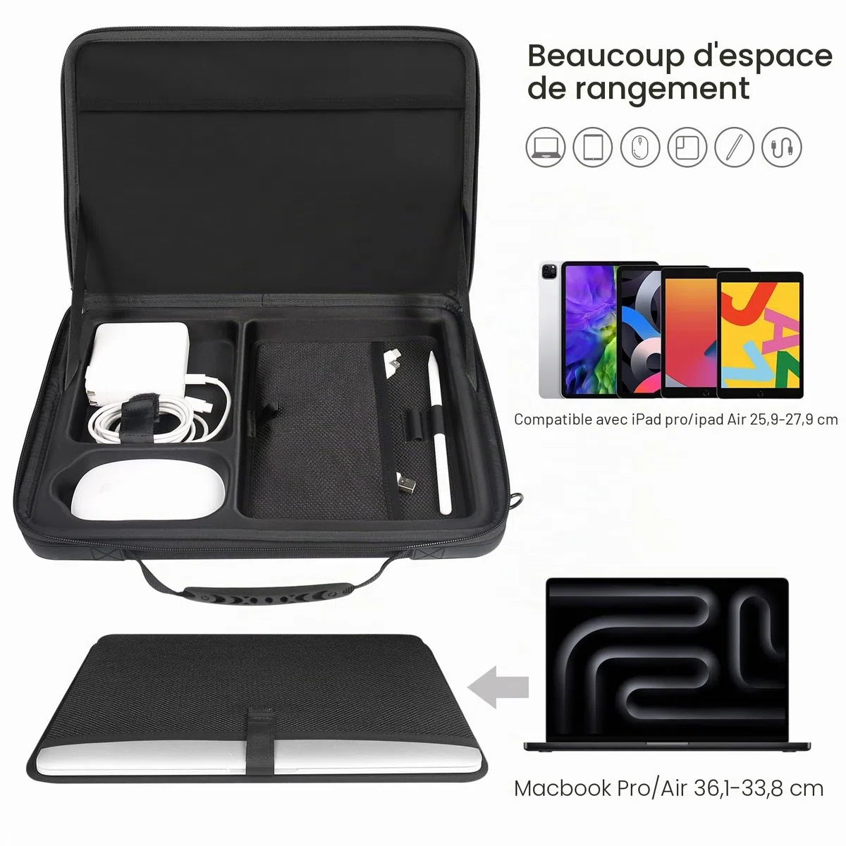 Smatree Étui Rigidepour Ordinateur Portable, Sacoche de Transport pour 13-13,3 pouces MacBook Pro/ MacBook Air/ 13,5" Surface Laptop 4/3/2, Sac à Bandoulière