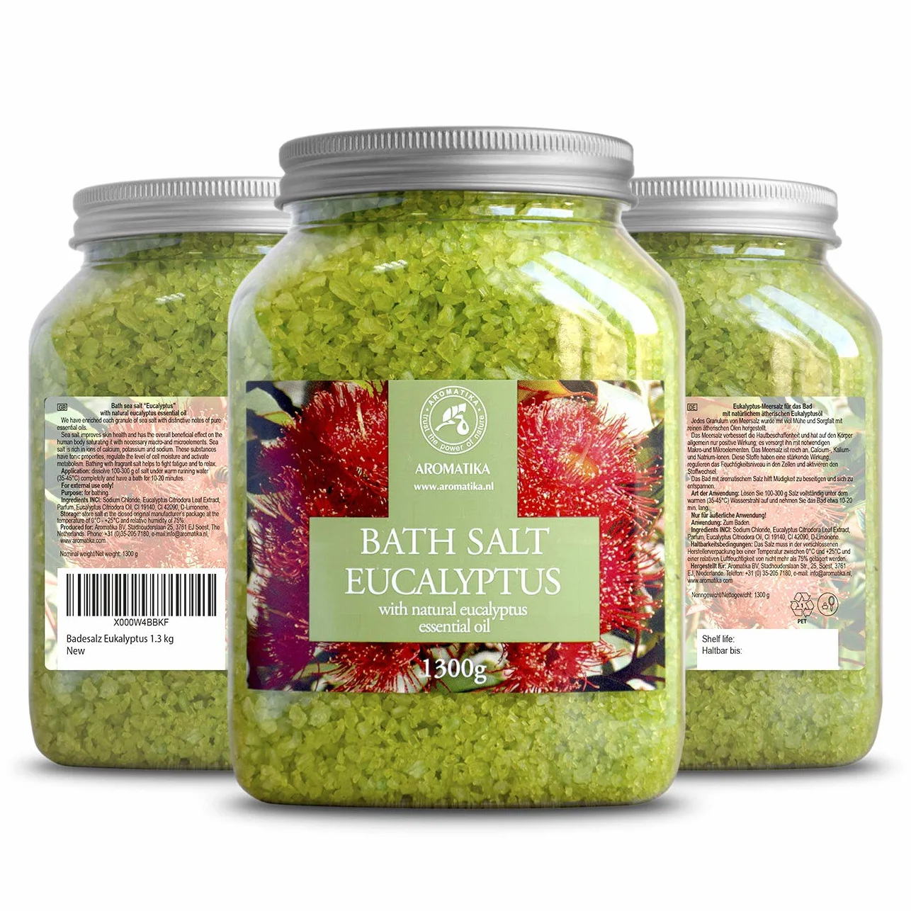 Sel de Mer Eucalyptus 1300g - Sels de Bain à l'Eucalyptus - Détente - Soins du Corps