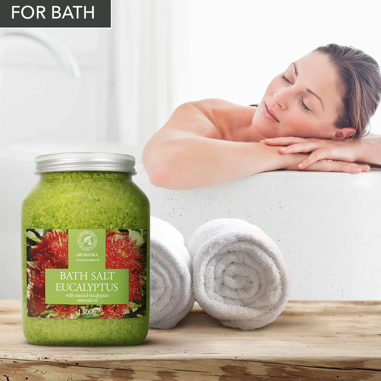 Sel de Mer Eucalyptus 1300g - Sels de Bain à l'Eucalyptus - Détente - Soins du Corps