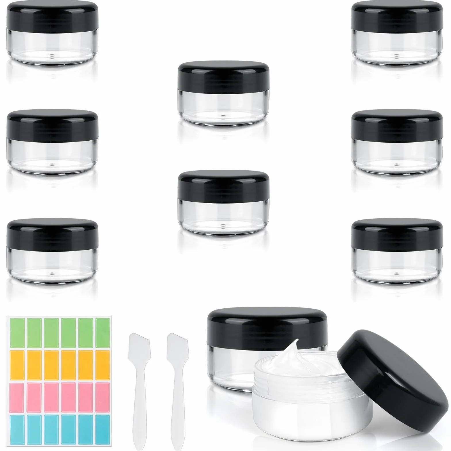 AiQInu 8 Pièces Pots Cosmétiques Vides 30ml avec Spatules et Étiquettes