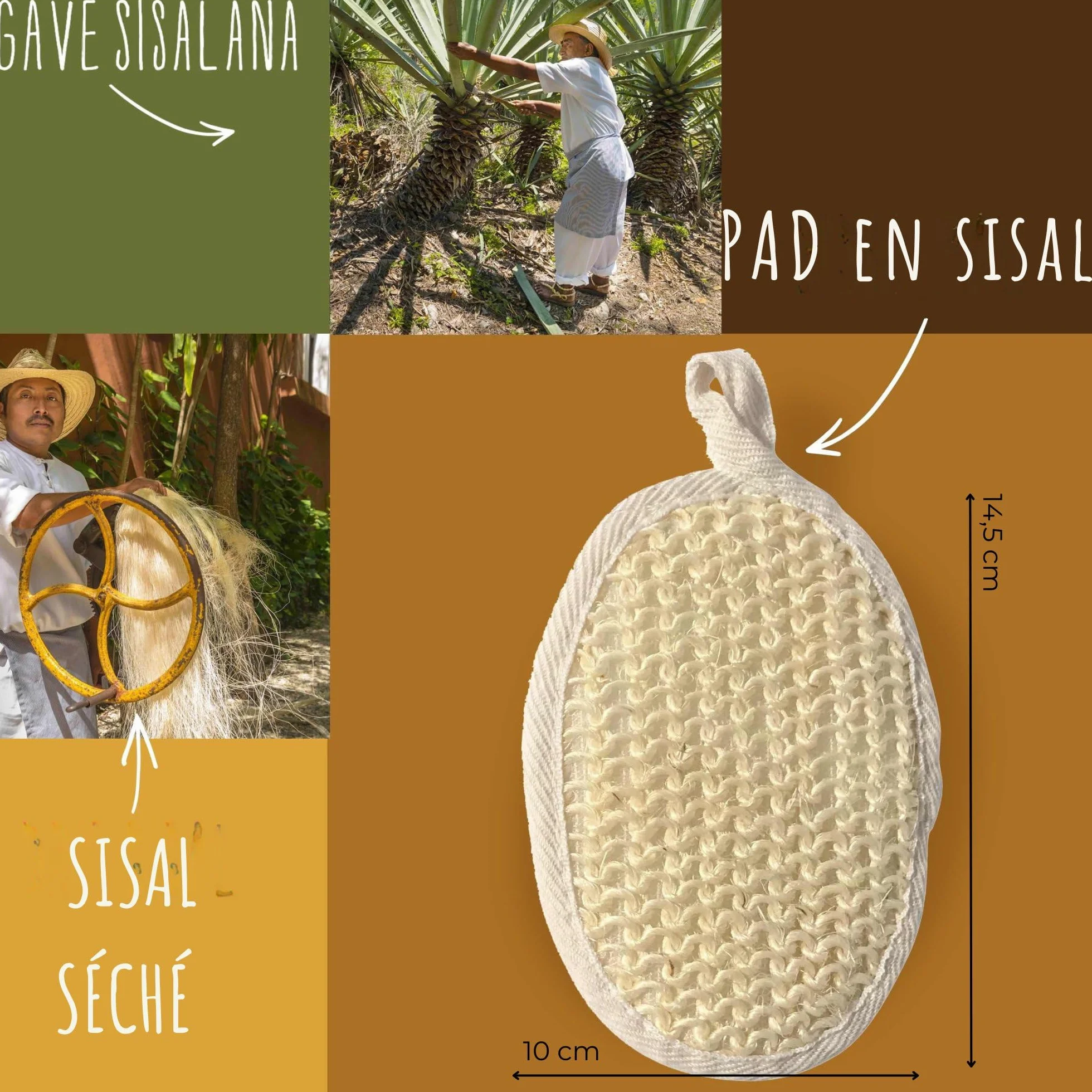 Lot de 3 Gants Exfoliants Naturels Luffa Chanvre Sisal Corps Visage Zéro Déchet