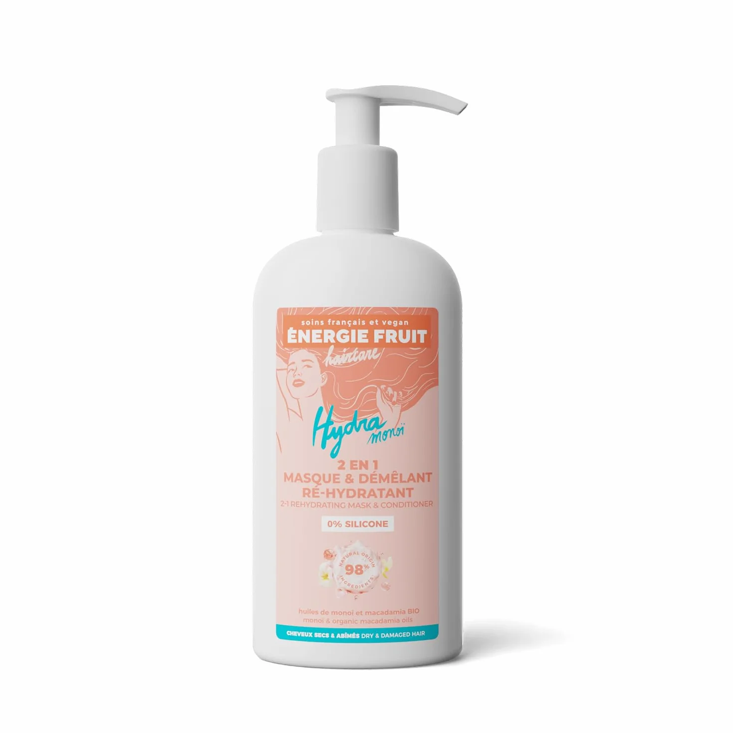 Masque Après Shampoing Cheveux Secs Abimés Monoï Huile de Macadamia BIO Vegan 300ml