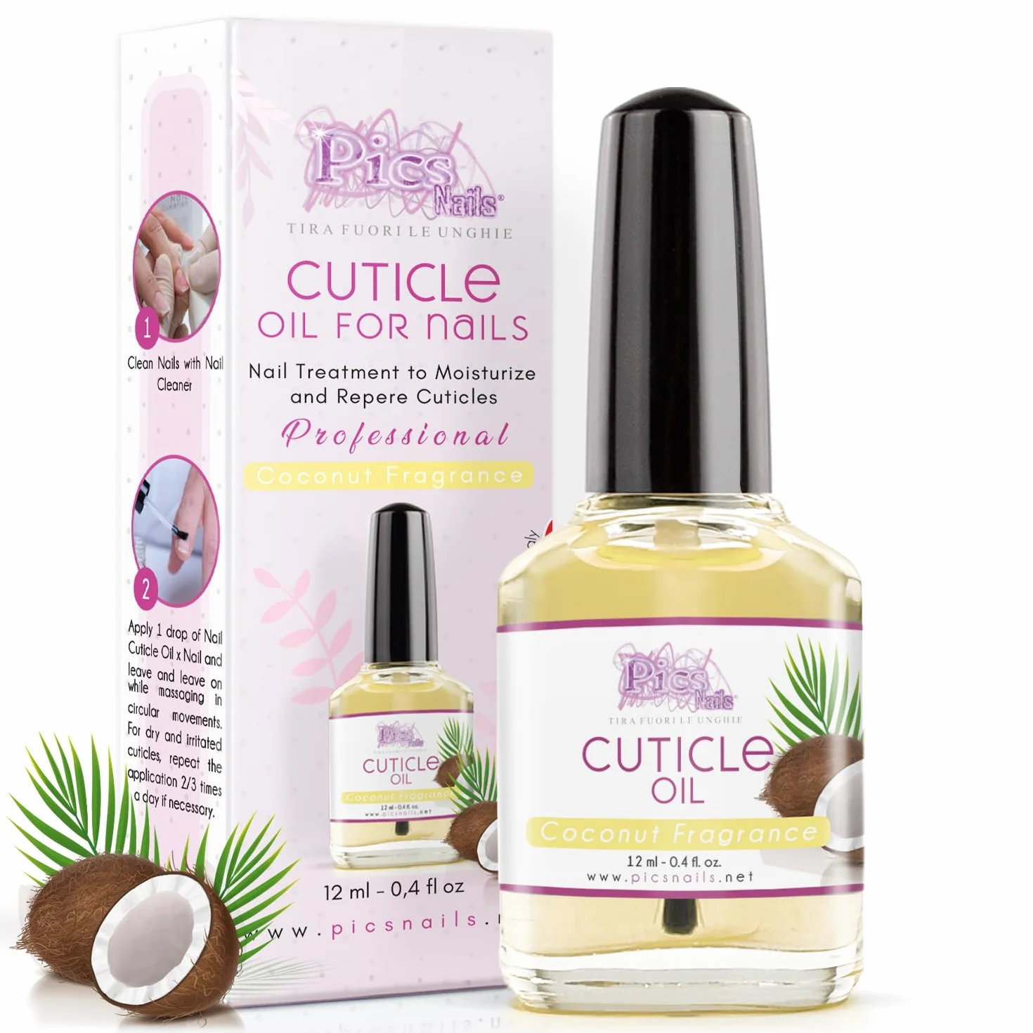 Huile Cuticules Mains Pieds 12ml Professionnelle Coco Hydratante Régénérante
