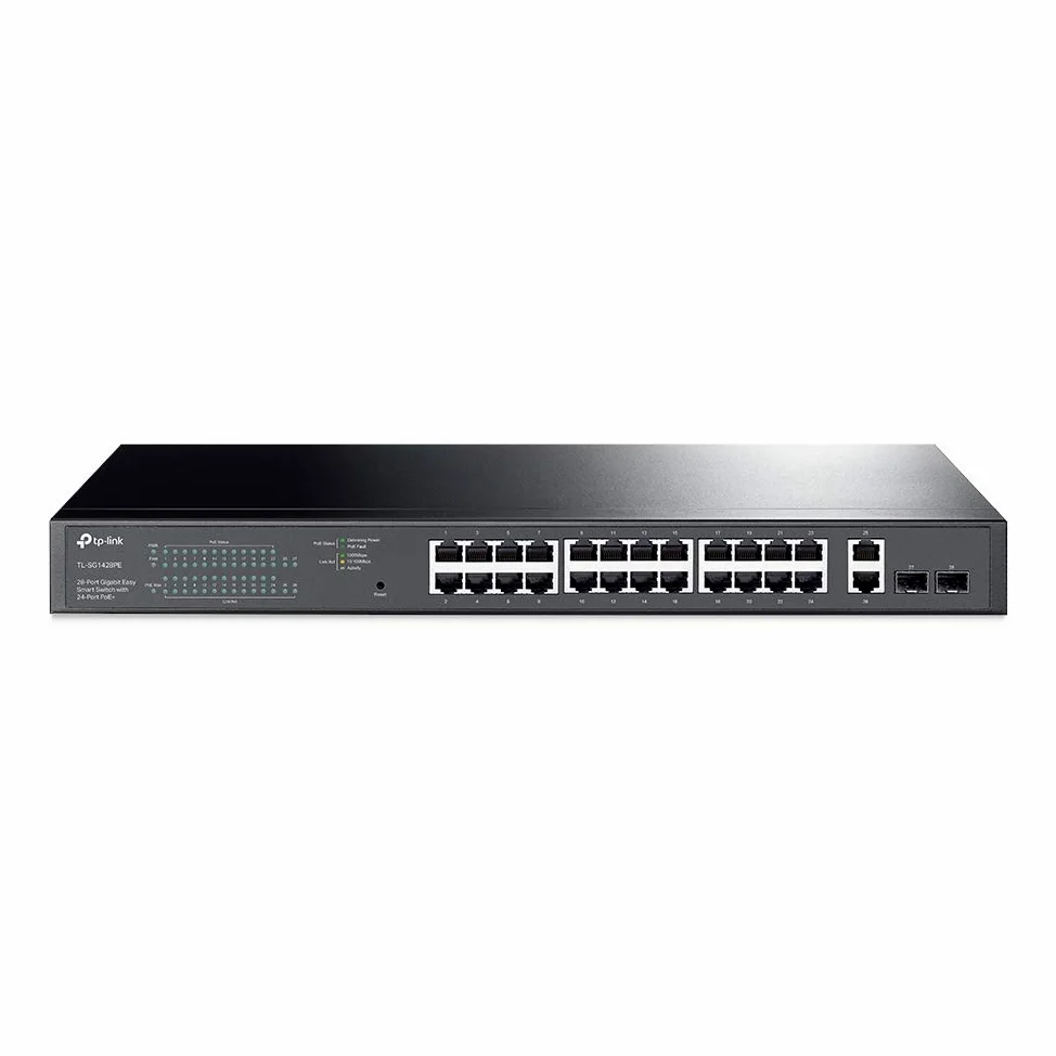 TP-Link Easy Smart Sg1428pe - Switch - Smart - 24 X 10/100/1000 (poe+) + 2 X 10/100/1000 - An Rack Montierbar - Poe+ (250 W) - Ac 100 - 240 V (sg1428