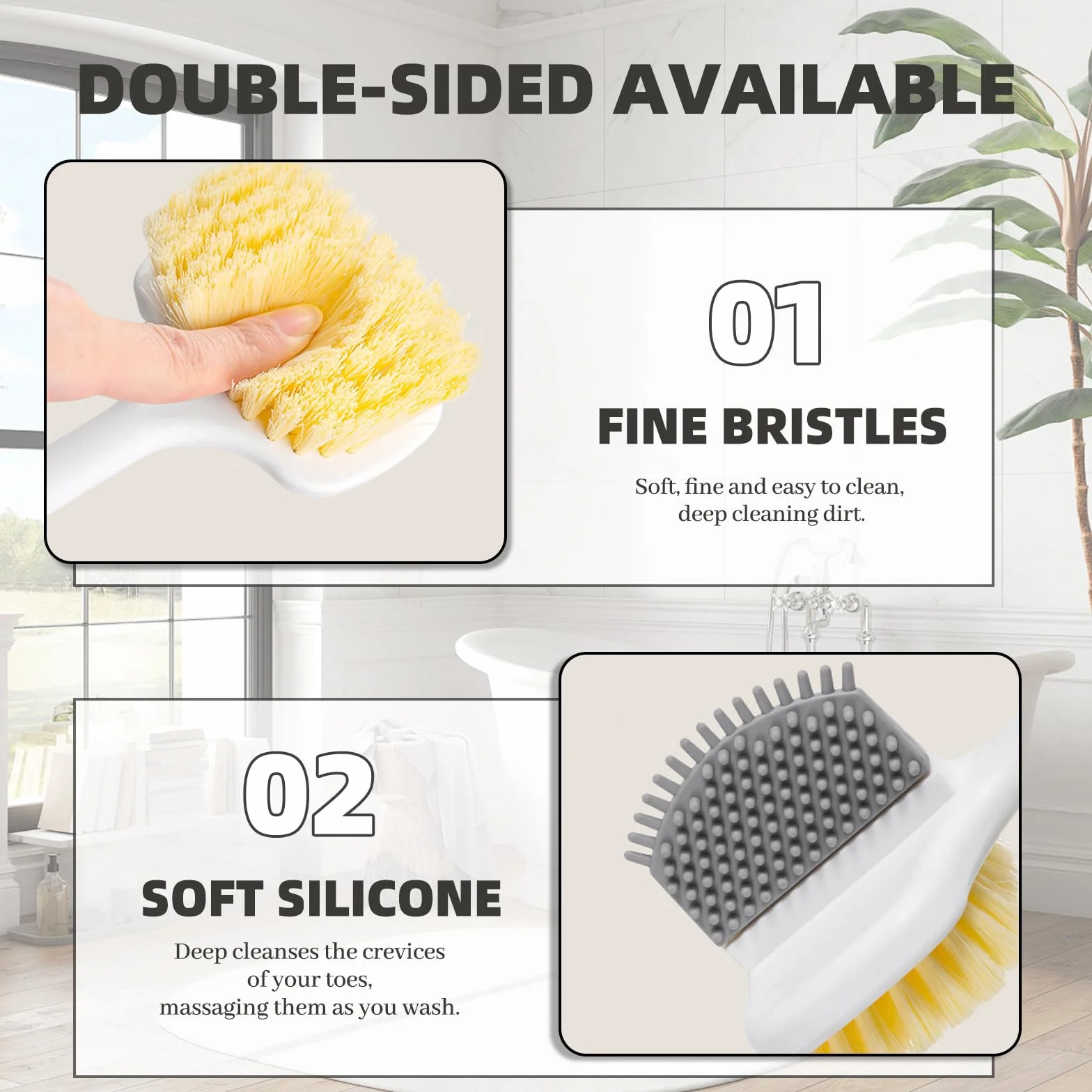 Brosse Pieds Douche avec Manche, Brosse de Lavage des Pieds