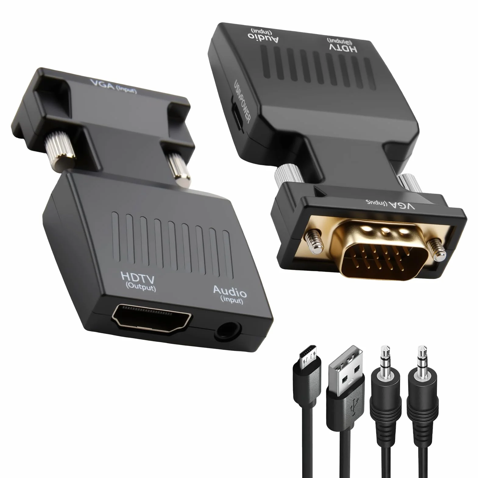 Adaptateur VGA vers HDMI Mâle Femelle Convertisseur 1080p Audio pour PC TV HDTV