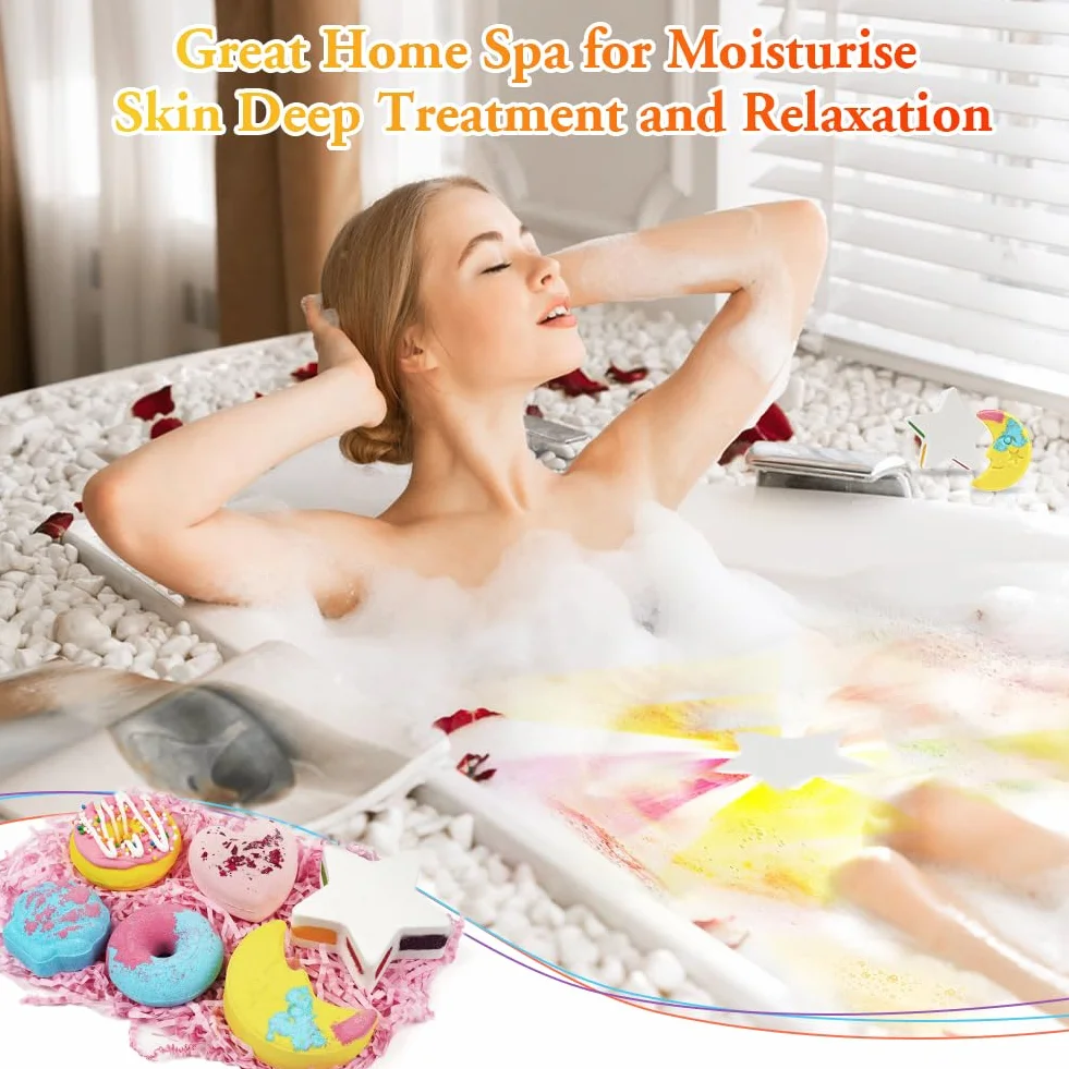 LOPHE Bombes de Bain 6 pcs Coffret Cadeau Boules de Bain Moussant aux Huiles Essentielles Végétalien Sans Cruauté