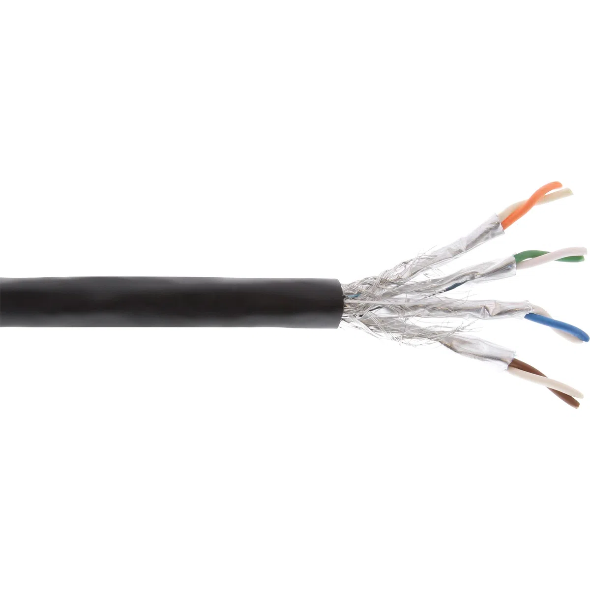 InLine 70100P Câble de pose extérieur Cat.7a, S/FTP (PiMF) 4 x 2 x 0,58 AWG23, 1200 MHz, gaine en polyéthylène noir, 100 m