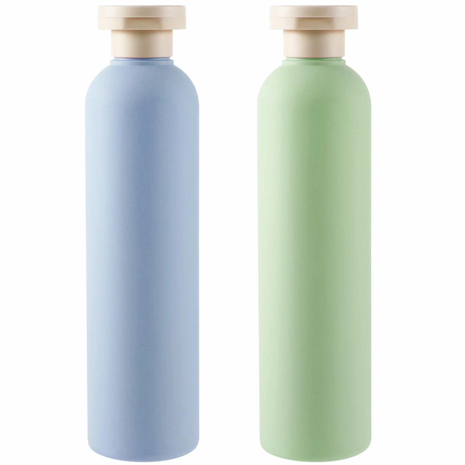 Molain Lot de 2 flacons compressibles 260 ml plastique rechargeables bouchon rabat anti-fuite shampooing crèmes lotion après-shampoing bleu vert