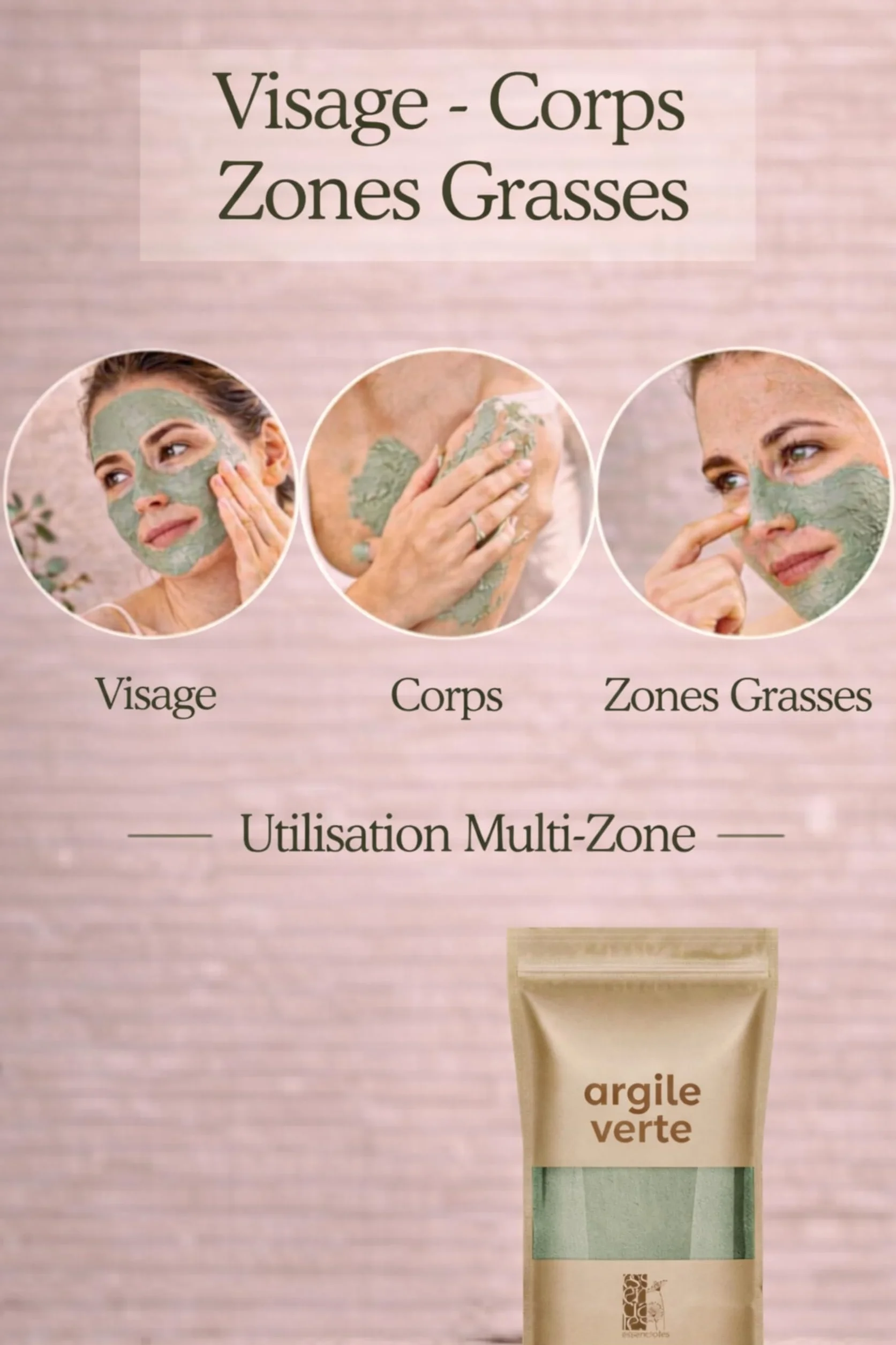 Argile Verte Ultra Ventilée Montmorillonite en Poudre Masque Visage Purifiant Peaux Grasses Soin Cheveux Détox Nettoyage Pores