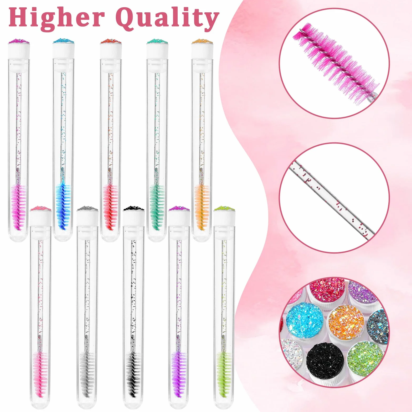 Lot de 20 brosses à cils en tube avec pinceaux de maquillage pour extensions