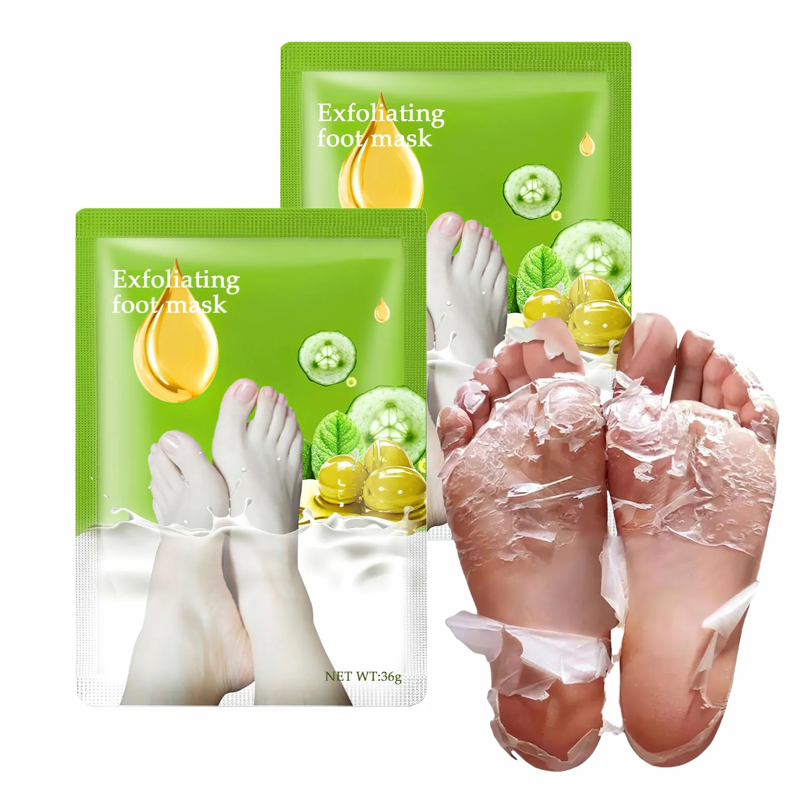 Masque Pied Exfoliant Peeling avec Acide Lactique, Olive et Glycérine pour Pieds Très Secs et Abîmés