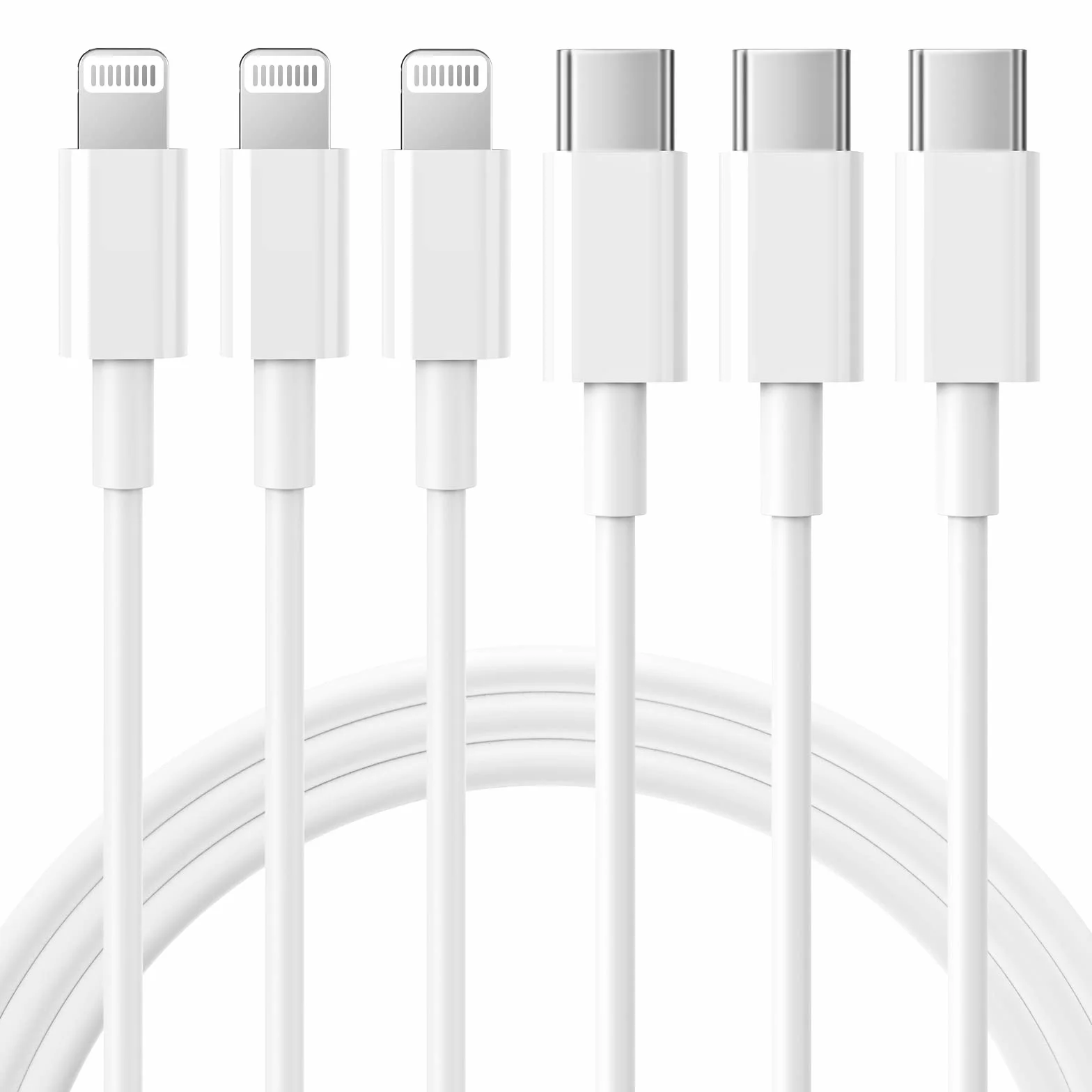 RCTech Câble USB C vers Lightning 1.8 m Lot de 3 MFi Certifié Charge Rapide Power Delivery pour iPhone 14/13/13 Pro/12/12 Pro Max/12 Mini/11/11 Pro/XS/XR/X/8/8 Plus/iPad Blanc