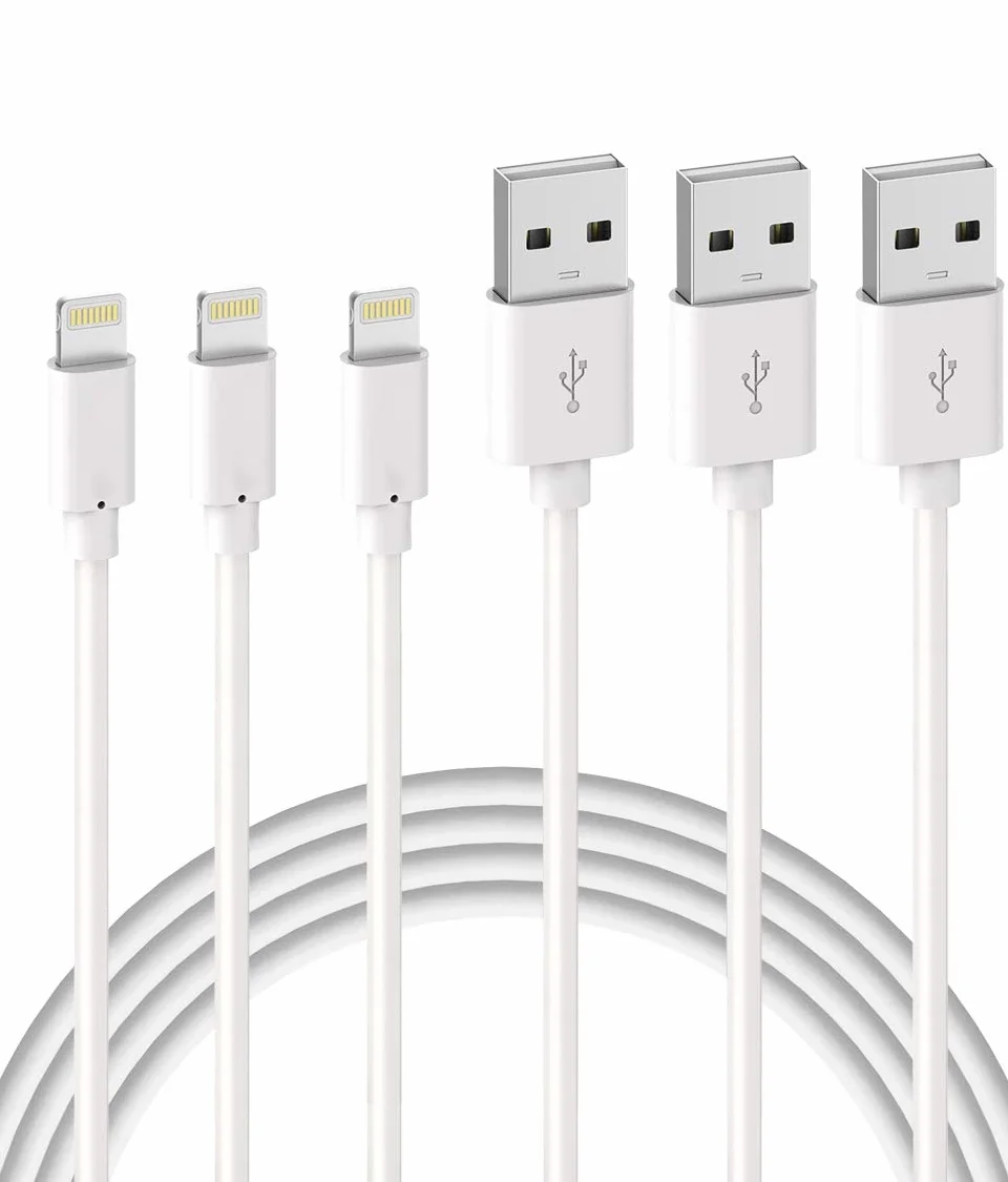 Quntis Lot de 3 Câble de Chargeur iPhone 2M, MFi Certifié, Fil Lightning Rapide pour iPhone 11 12 13 14 Pro Mini XS Max XR X 8 7 6s 6 Plus 5 Se iPad, Blanc