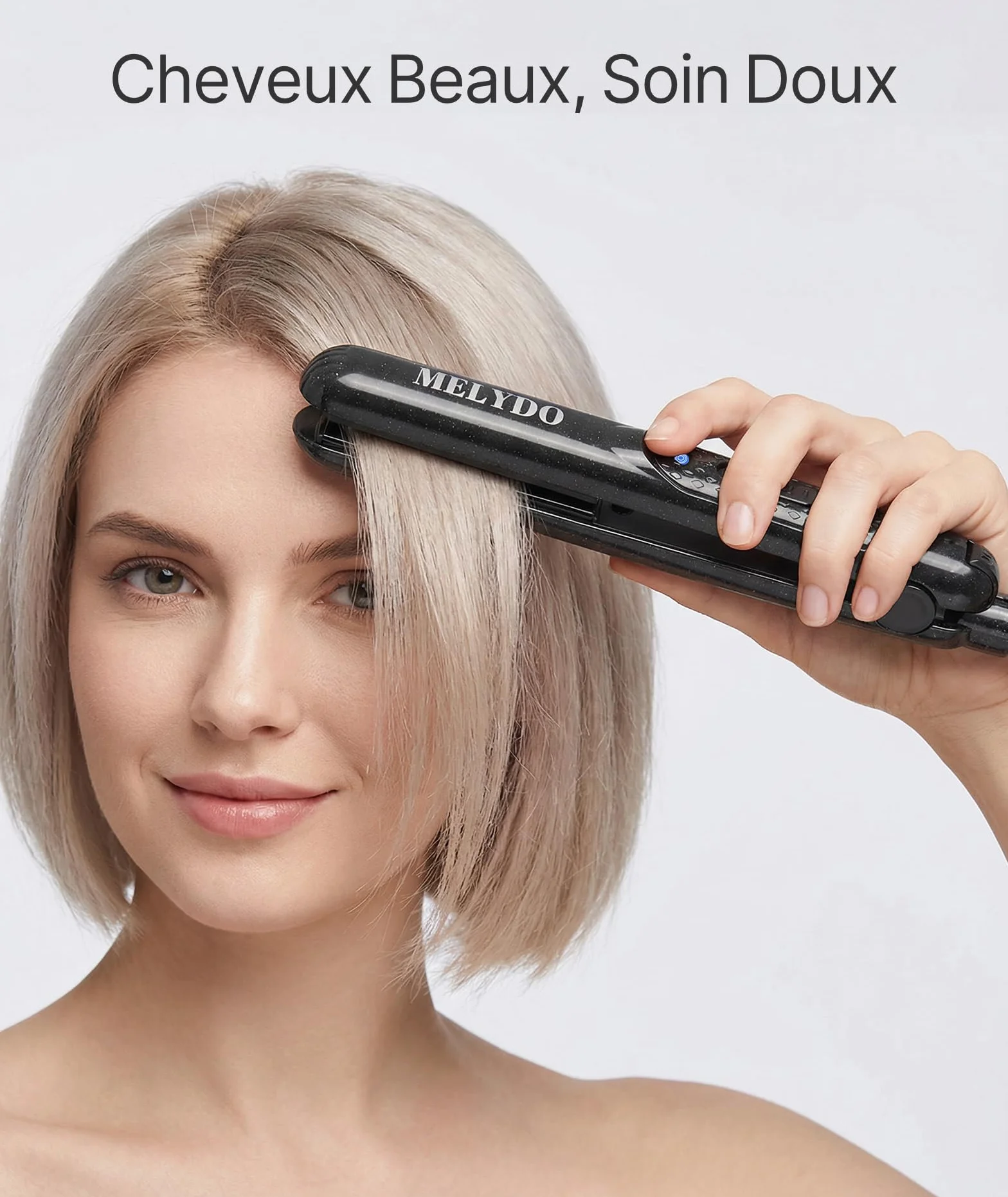 Mini Lisseur Cheveux Professionnel 2 en 1 Fer à Lisser Boucler Plaques Céramique 210°C Double Tension 100-240V