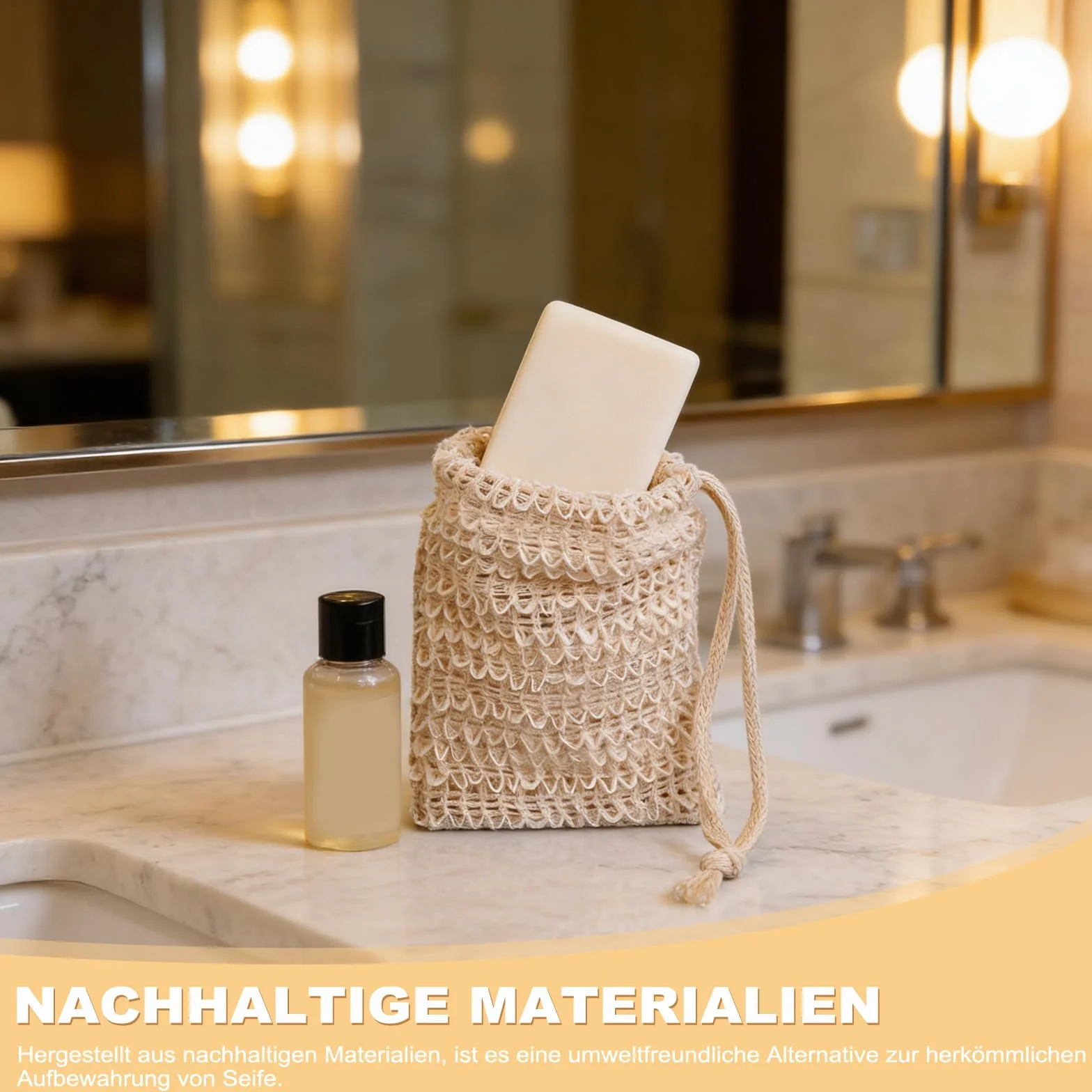 Sacs à savon bio en sisal naturel pour douche - Lot de 12