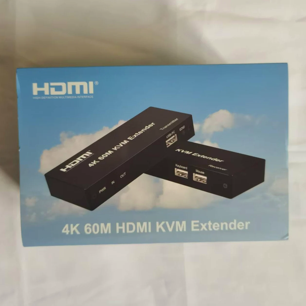 Extender KVM HDMI 4K 30Hz sur câble Rj45 Cat5e/6 jusqu'à 60M/120M Extender HDMI USB avec Loop-out pour PC NVR Souris Clavier (60M KVM)