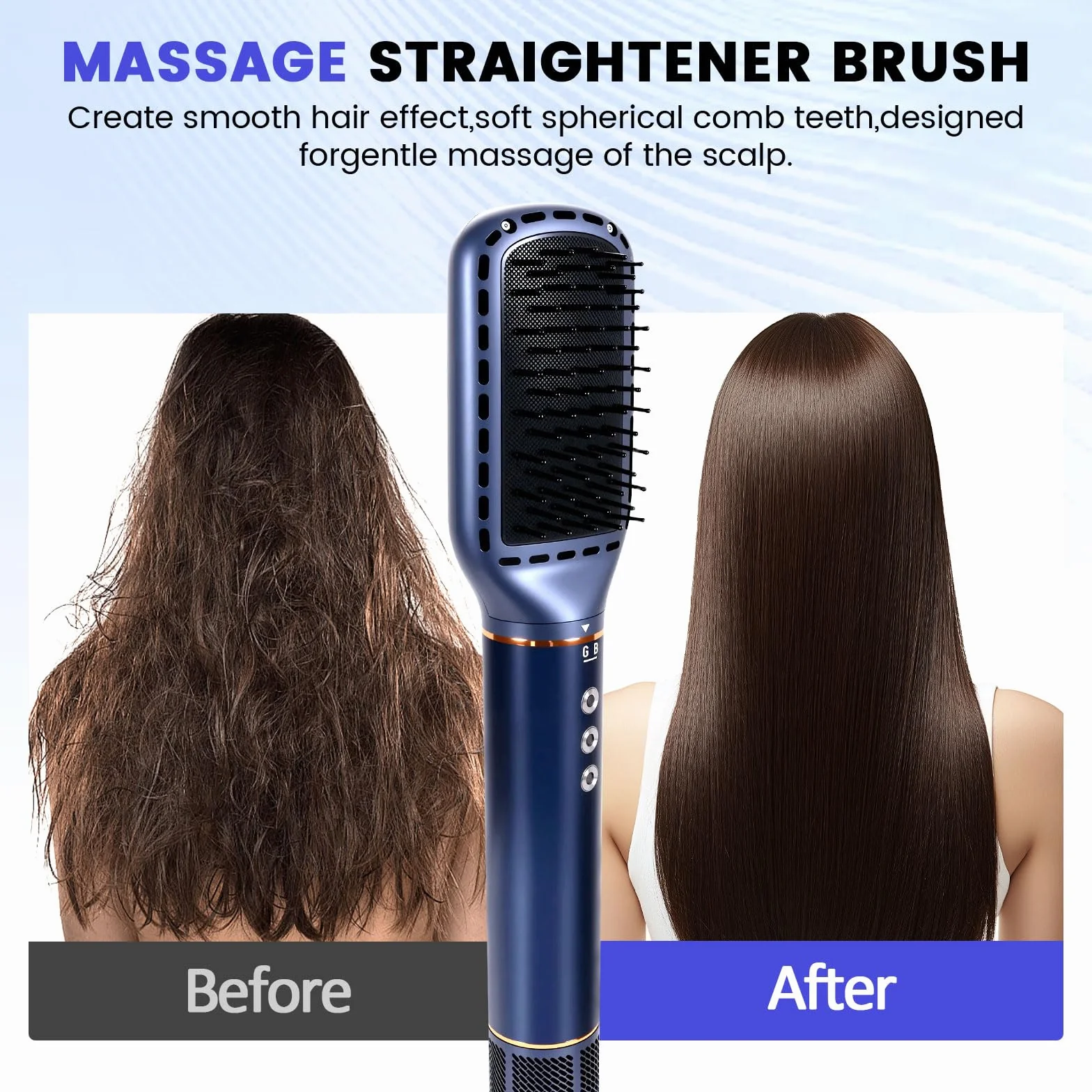 Air Brush 5 en 1 Hair Styler 1400W Seche Cheveux Brosse Lissante Fer a Boucler Bleu