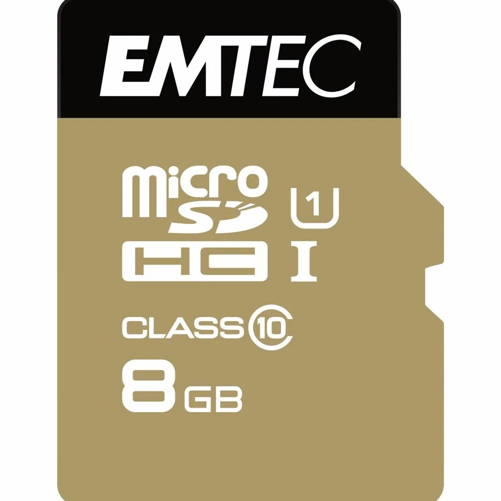 EMTEC Carte microSD Elite Gold 8 Go Classe 10 UHS-I U1 Noir/Or