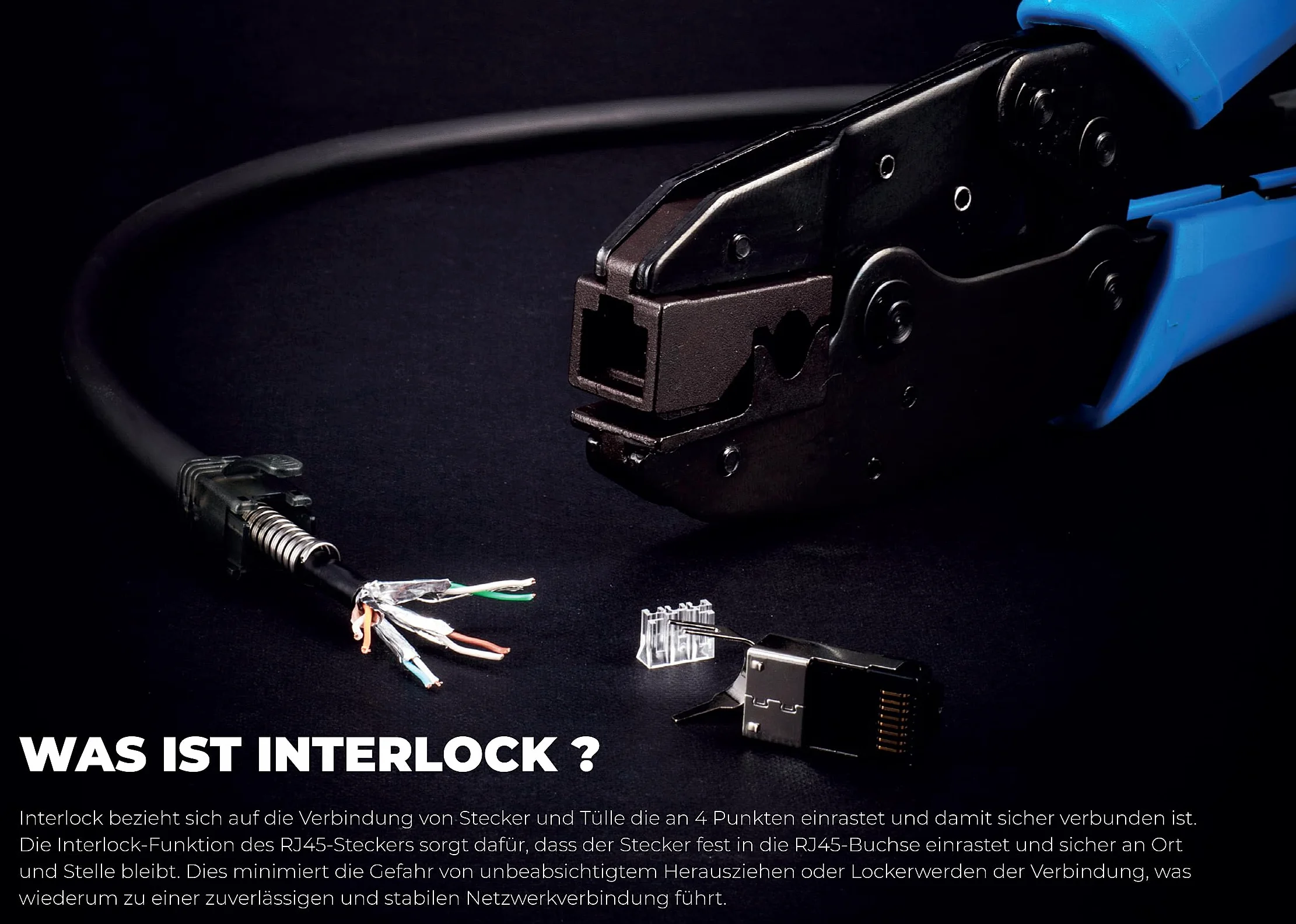 1aTTack.de - Pince à sertir pour fiches modulaires RJ45, interlock, câbles réseau Flex Armor