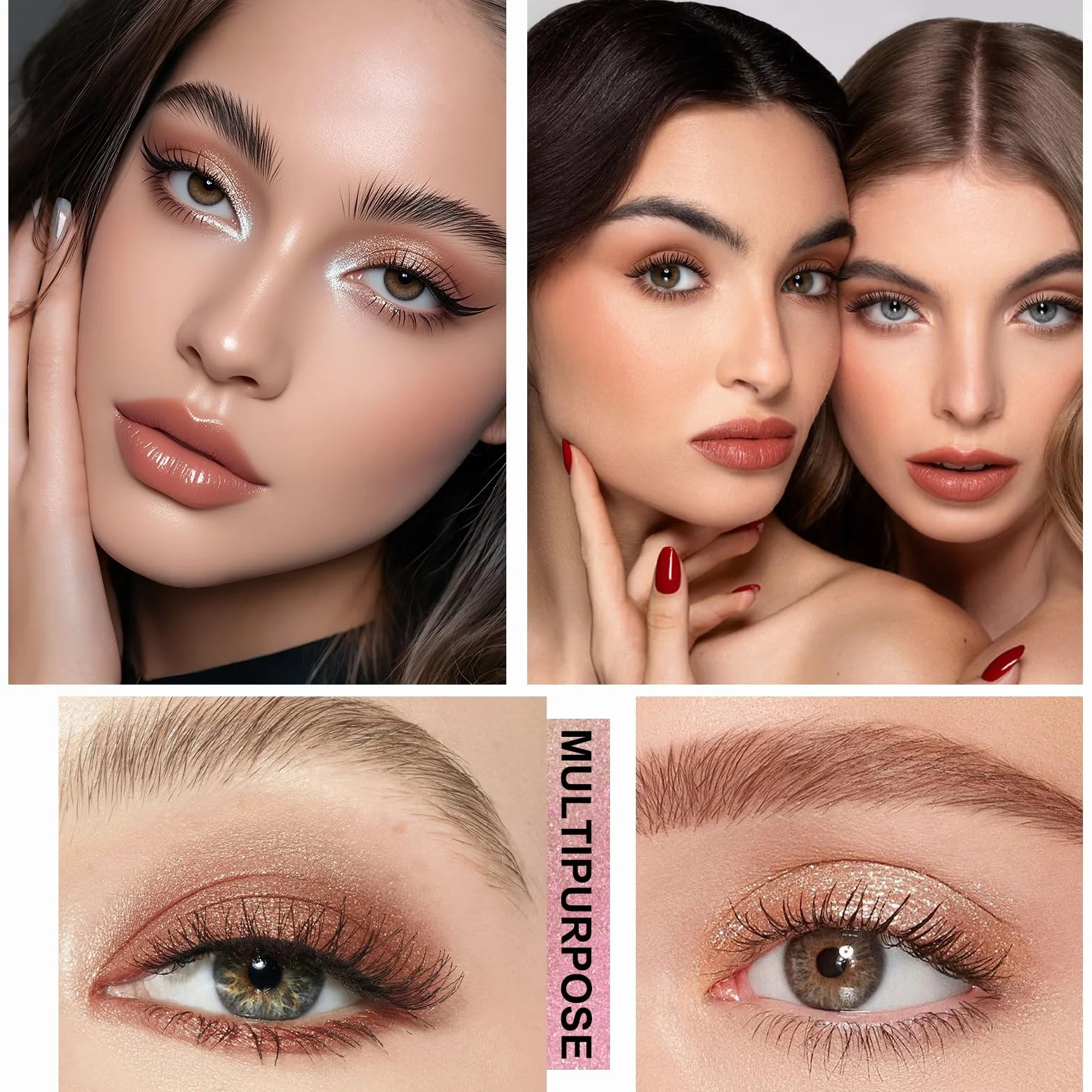 Palette de Fards à Paupières Rose 6 Couleurs, Teintes Pailletées et Mattes Hautement Pigmentées