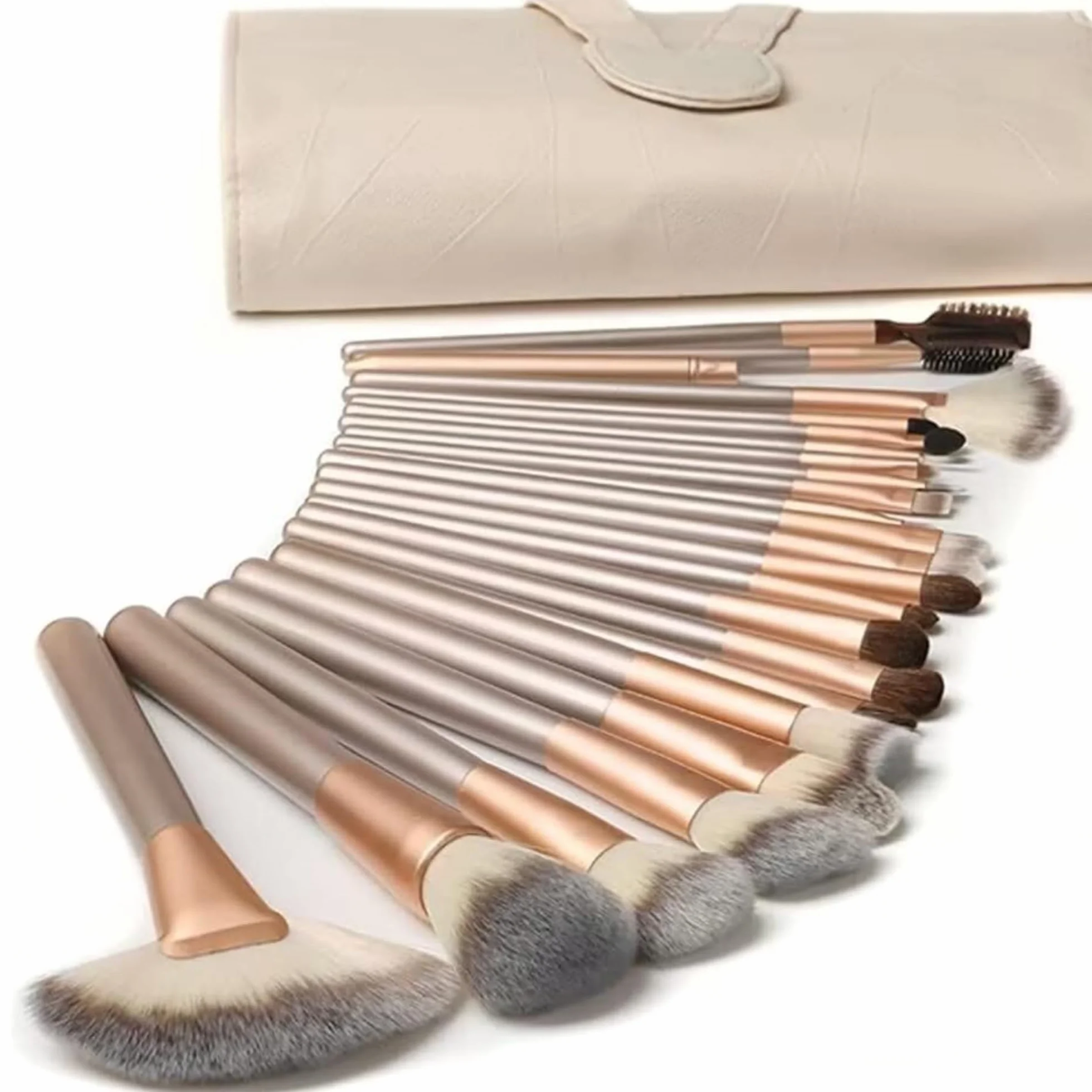 Ensemble de 18 pinceaux de maquillage professionnels Champagne Gold